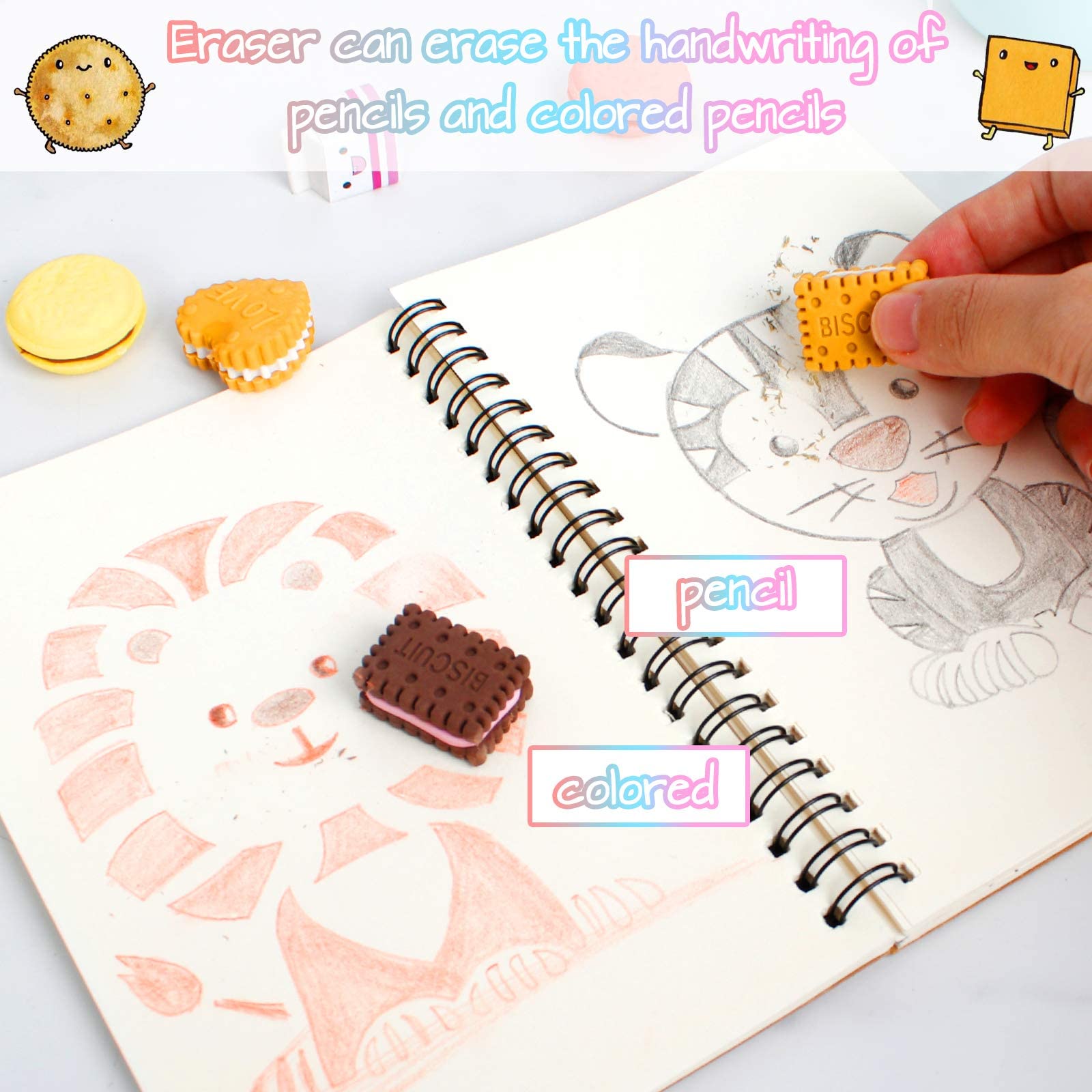 22 Stück Kinder Radiergummi Set | Bunte Motiv-Radierer In Lebensmittelform | Für Bleistifte & Buntstifte