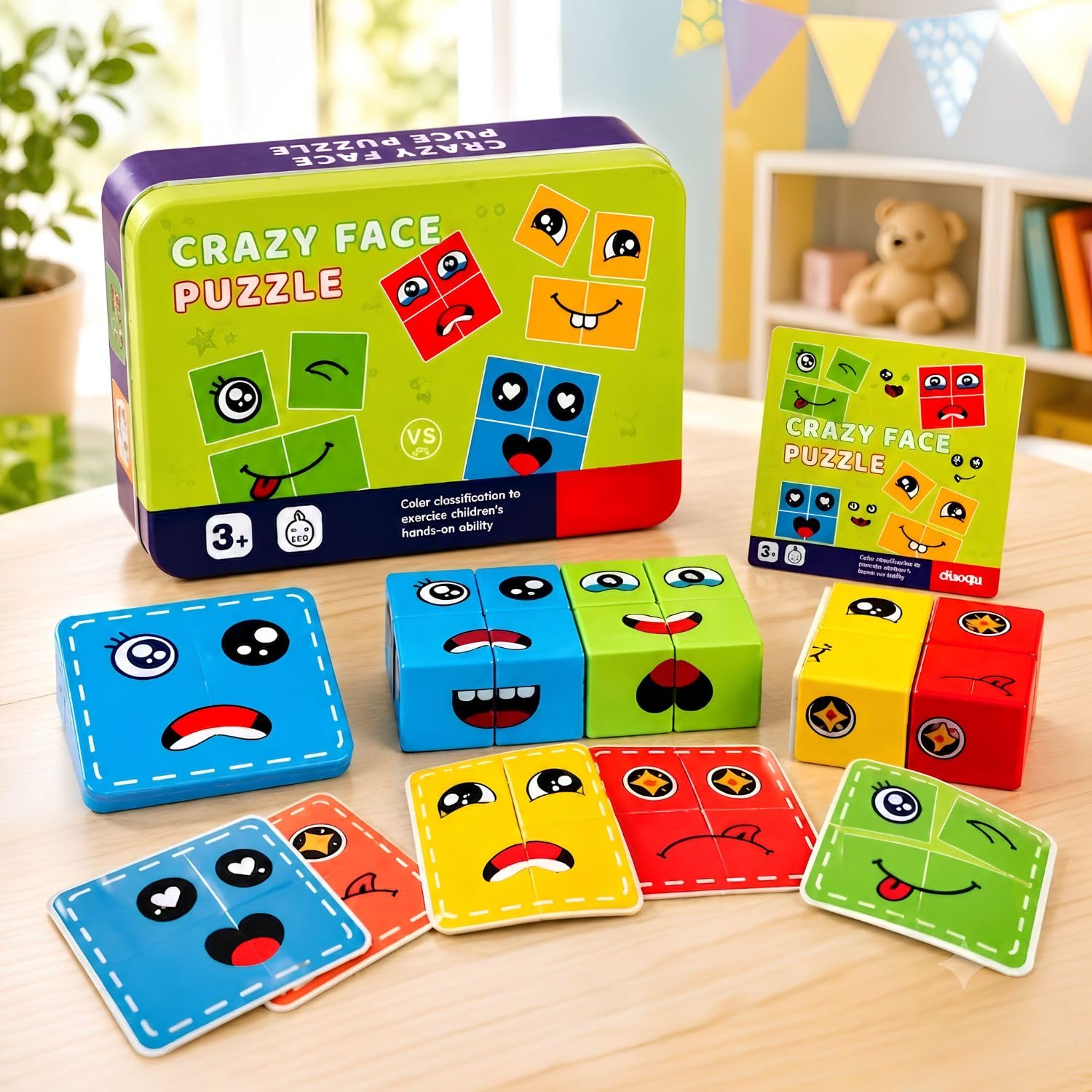 Buy Kids Mandi® Crazy Face Puzzle - Wooden Magic Cube Game for