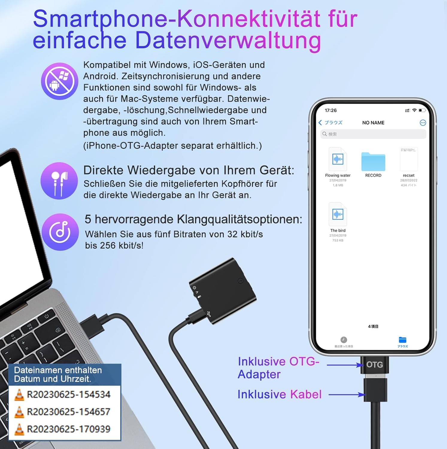 Mini Diktiergerät mit eingebautem Magnet, 16G Ultradünn nur 0,95cm, Sprachaktivierung & DSP-Rauschunterdrückung, One-Touch-Aufnahme, Tragbares Aufnahmegerät für Meetings, Interviews