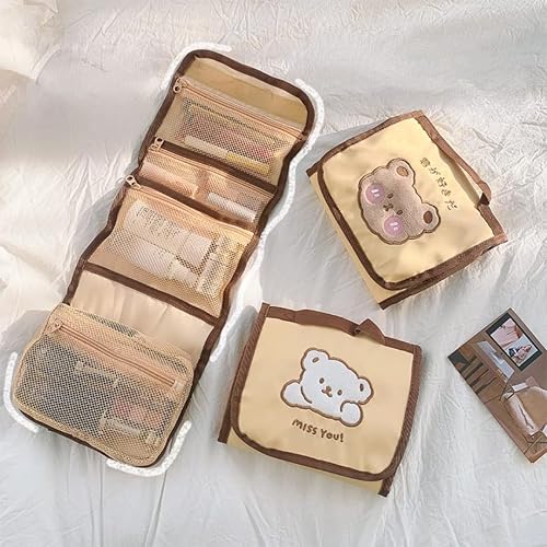 Bolsa de cosméticos Kawaii linda para mujer, bolsa de maquillaje de viaje, bolsa organizadora de maquillaje, bolsa colgante para artículos de