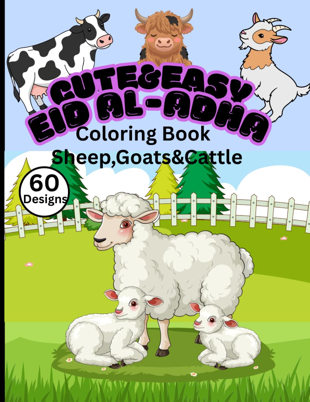 Cute & Easy Eid Al-Adha Coloring Book: Bold and easy for kids