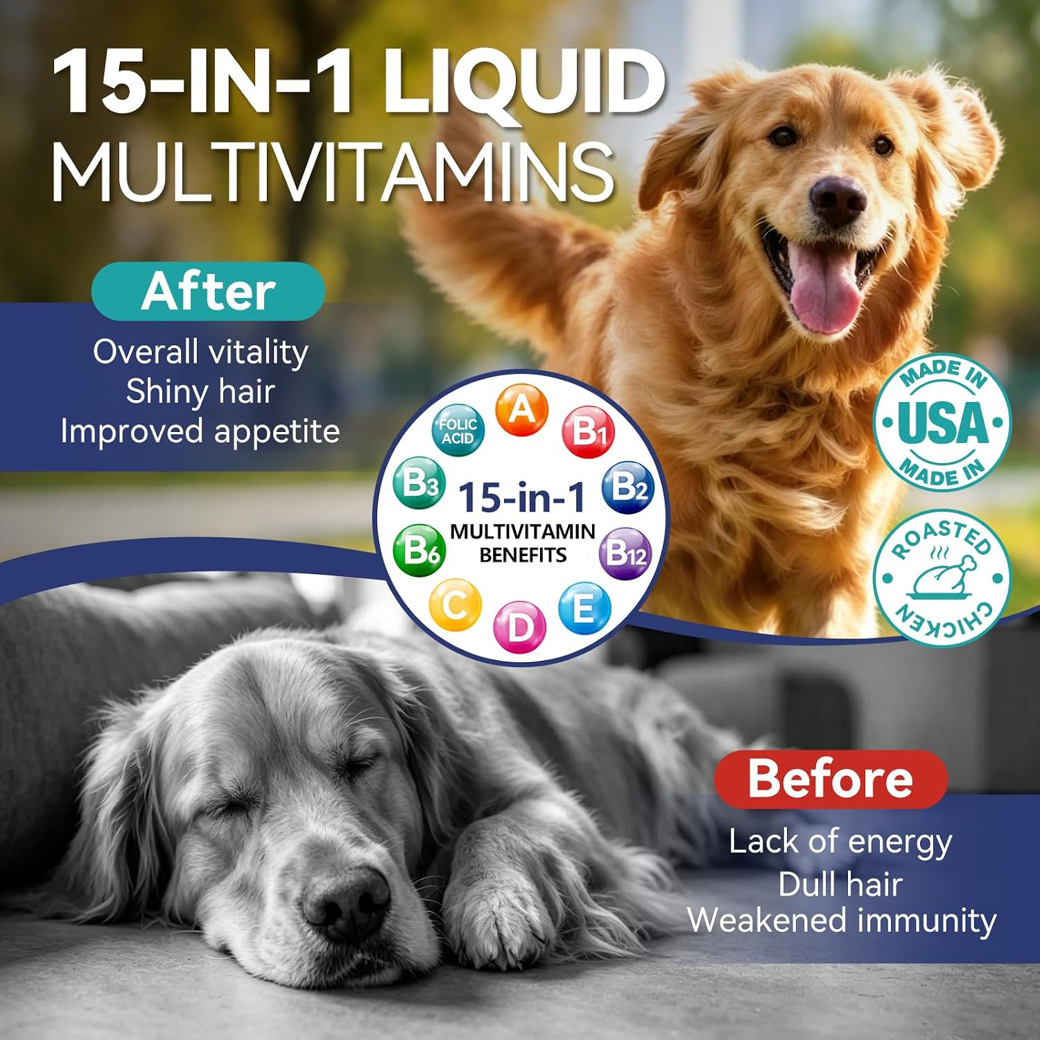 Liquid Dog Multivitamin 15-in-1 with Glucosamine & Cranberry, 60 ml — view 2