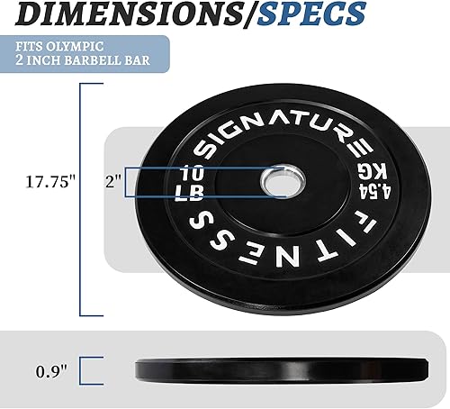 Miniatura 2 de Olympic - Placas de parachoques con agujero de 2 pulgadas, pares y juegos de 10 libras a 55 libras (negro) | placas de peso de goma sólida para