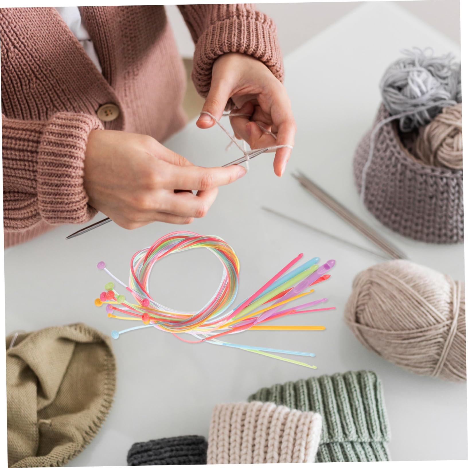 SHINEOFI 60piezas Agujas De Ganchillo Circulares Para Tejer De Herramientas Para Suéteres Bufandas Principiantes y Amantes Del Crochet