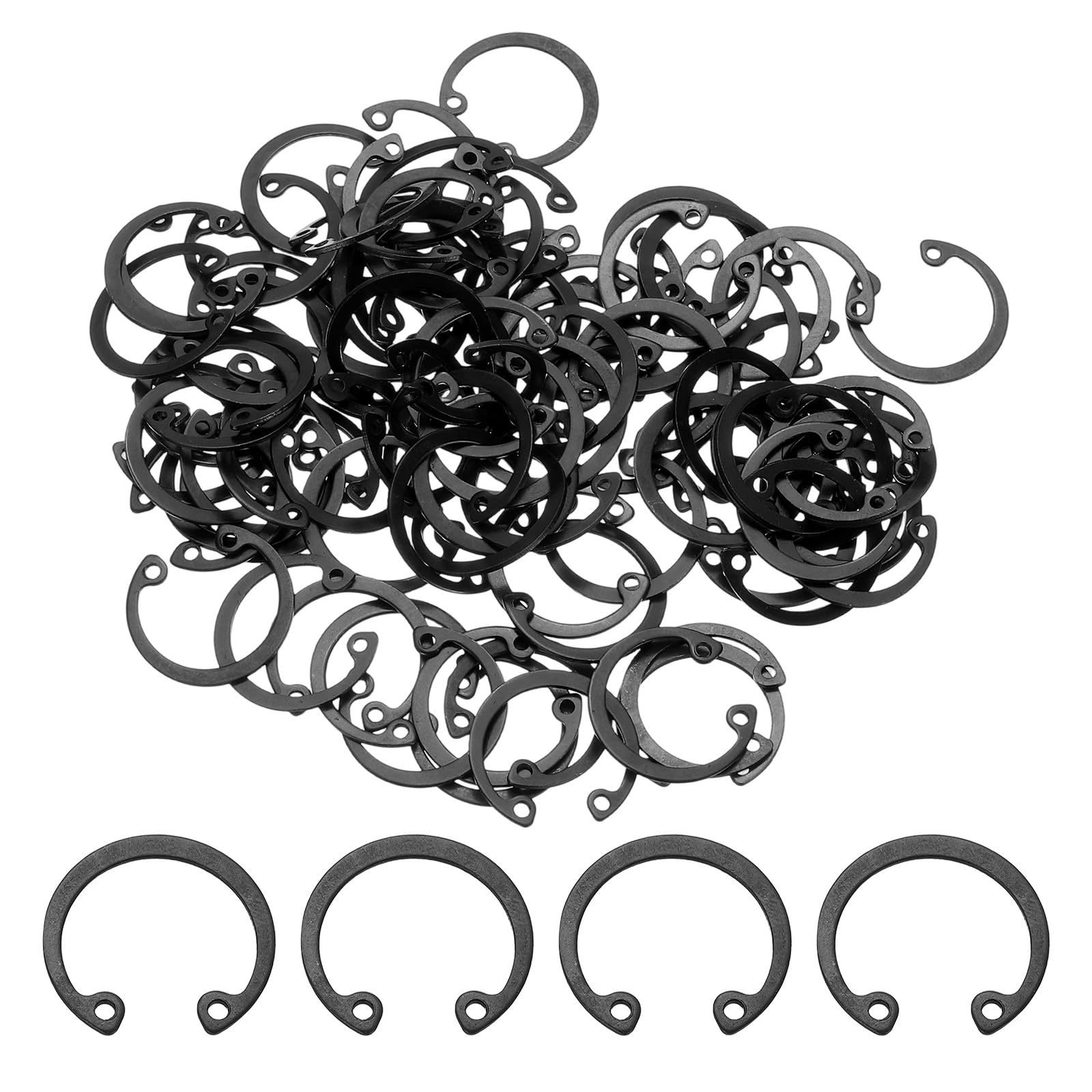 sourcing map 100Pcs 55/64" (22mm) Internal Retaining Ring Circlip, 65 Mn Spring Steel Internal Circlip Snap Rings C-Clips for Grooved Shafts Studs, Black