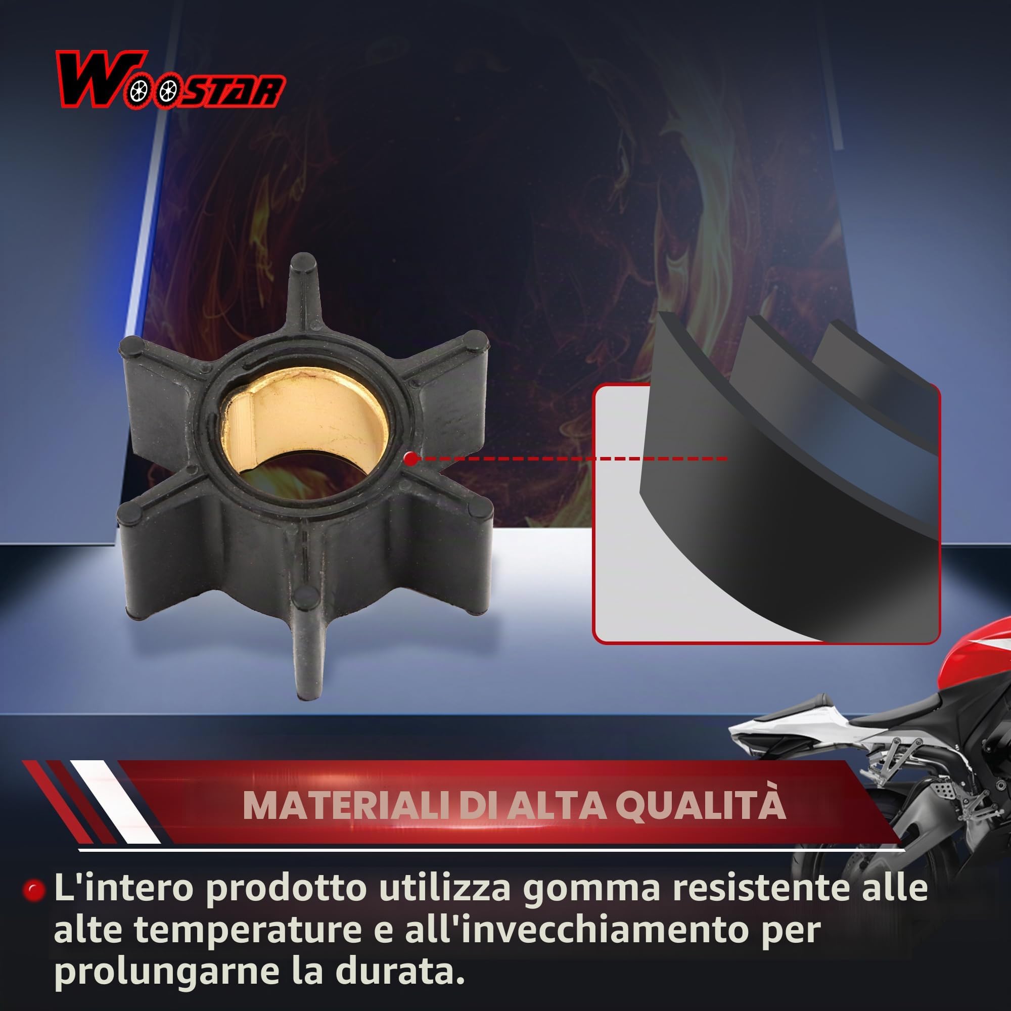WOOSTAR Kit di Riparazione Girante Pompa Acqua Sostituzione per Mercury Mariner 2 Tempi 4 4.5 7.5 9.8HP Motore Fuoribordo OEM 47-89981Q1 47-89981T1