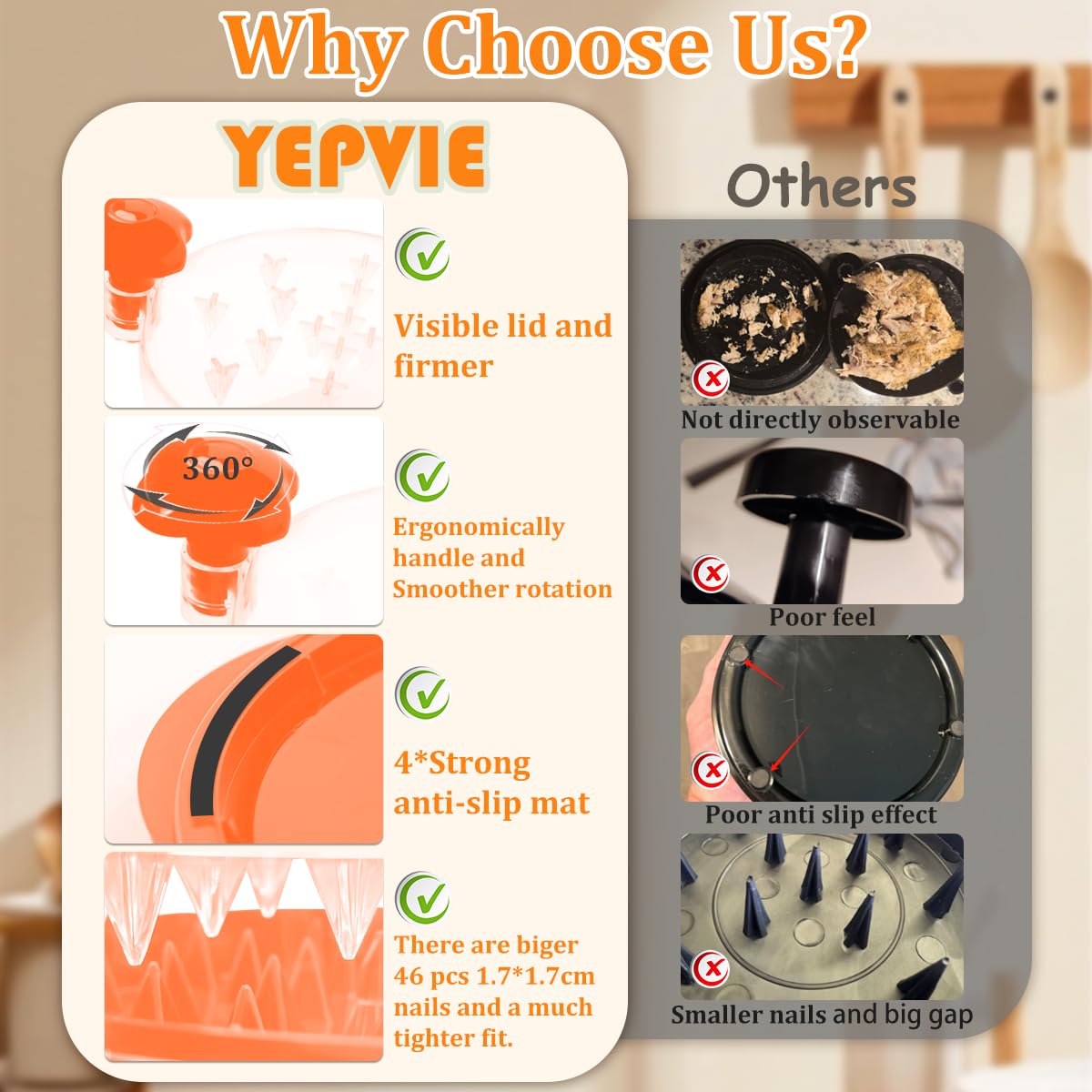 Chicken Shredder Tool Twister, 25cm Large Chicken Breast Shredder Machine with Brush, Non-BPA - Image 4