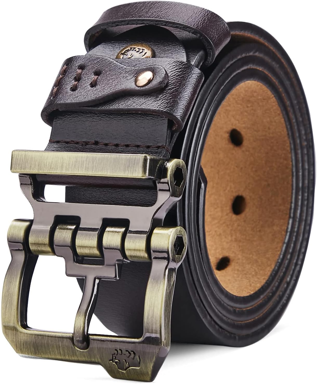 Men's Belt - Leather Waistband with Anti-Scratch Pin Great for Jeans Cowboy & Work Wear Casual Alloy Buckle Belts
