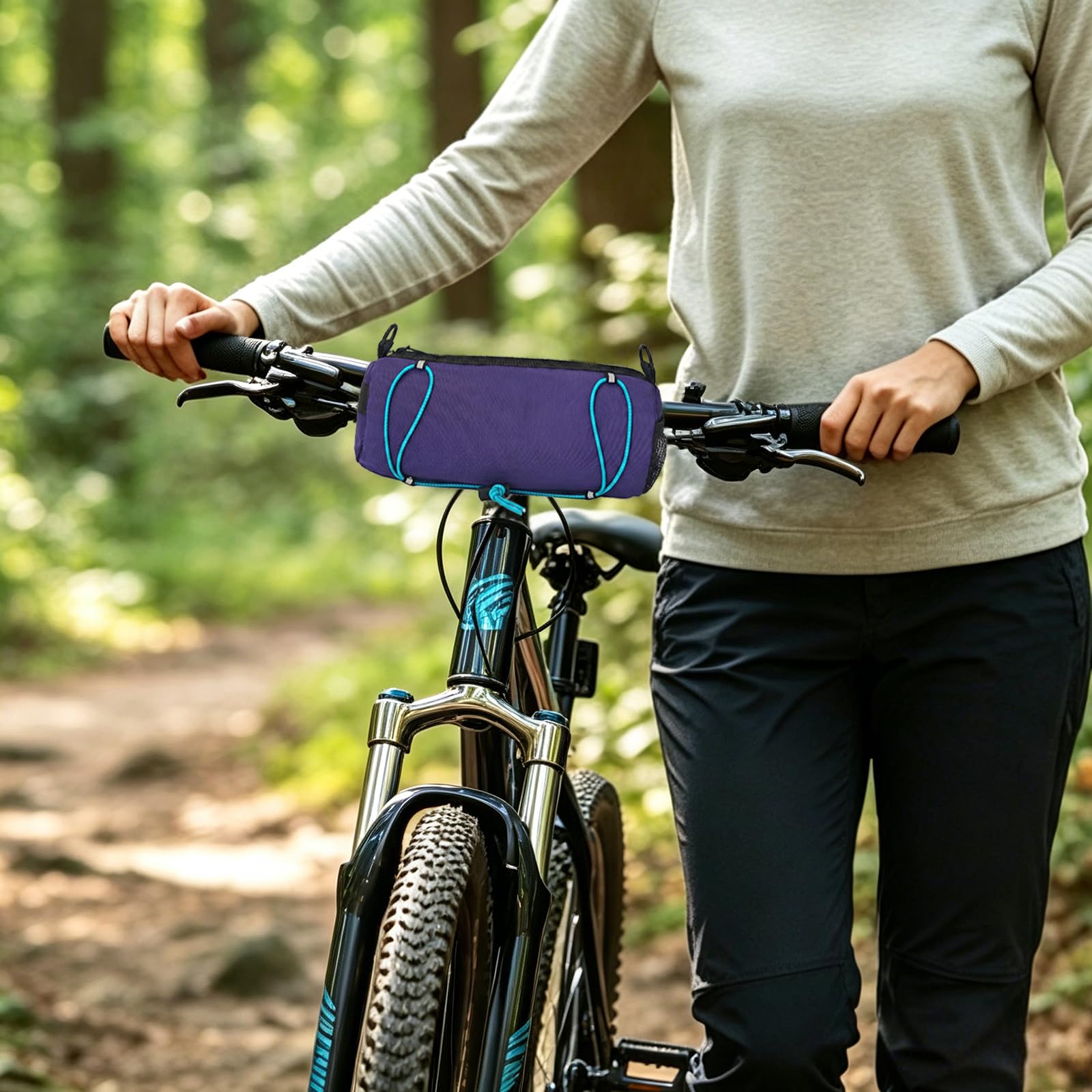 Bolsa para manillar de bicicleta de nailon impermeable para bicicleta de carretera, bicicleta de montaña, bicicleta eléctrica, 25 x 9 x 9 cm