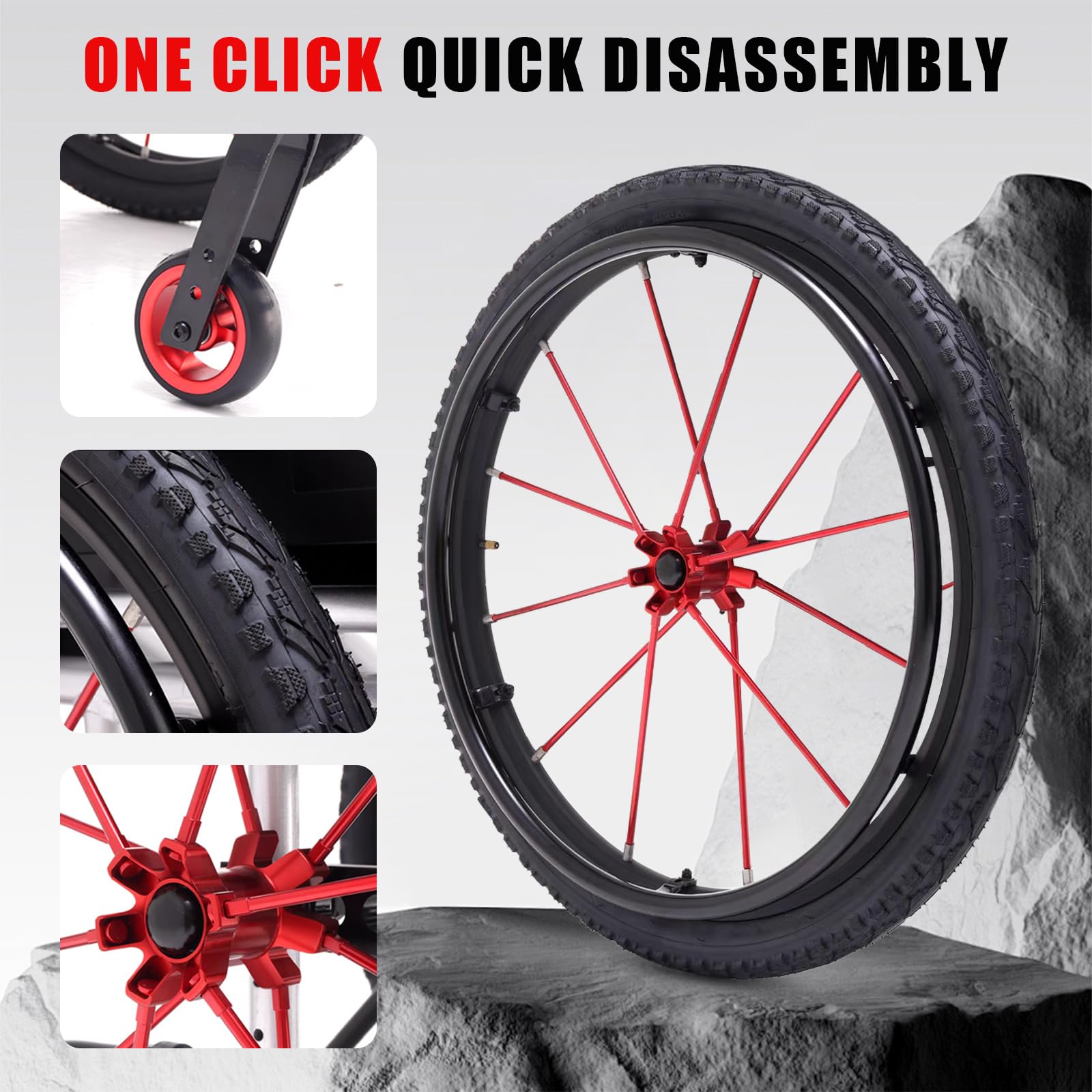 Silla de Ruedas Deportiva Manual Plegable,Ultraligera de Aleación de Aluminio,Transporte Fácil,Freno de mano, liberación rápida, Cinturón de seguridad,Altura regulable(62*101*90cm/24.4*39.7*35.4in)