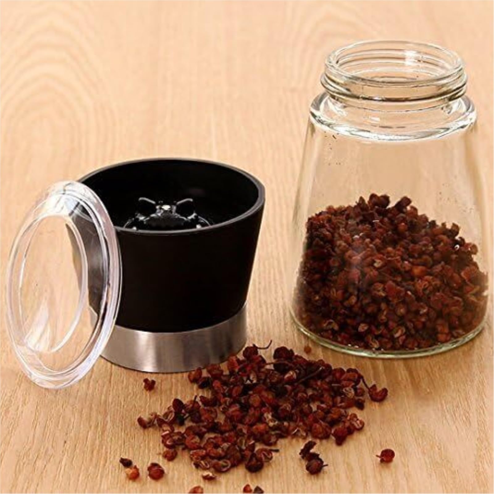 Macinapepe Spezie Macinapepe Manuale con Contenitore for Spezie E Nucleo di Macinazione in Ceramica Utensili da Cucina(Black)