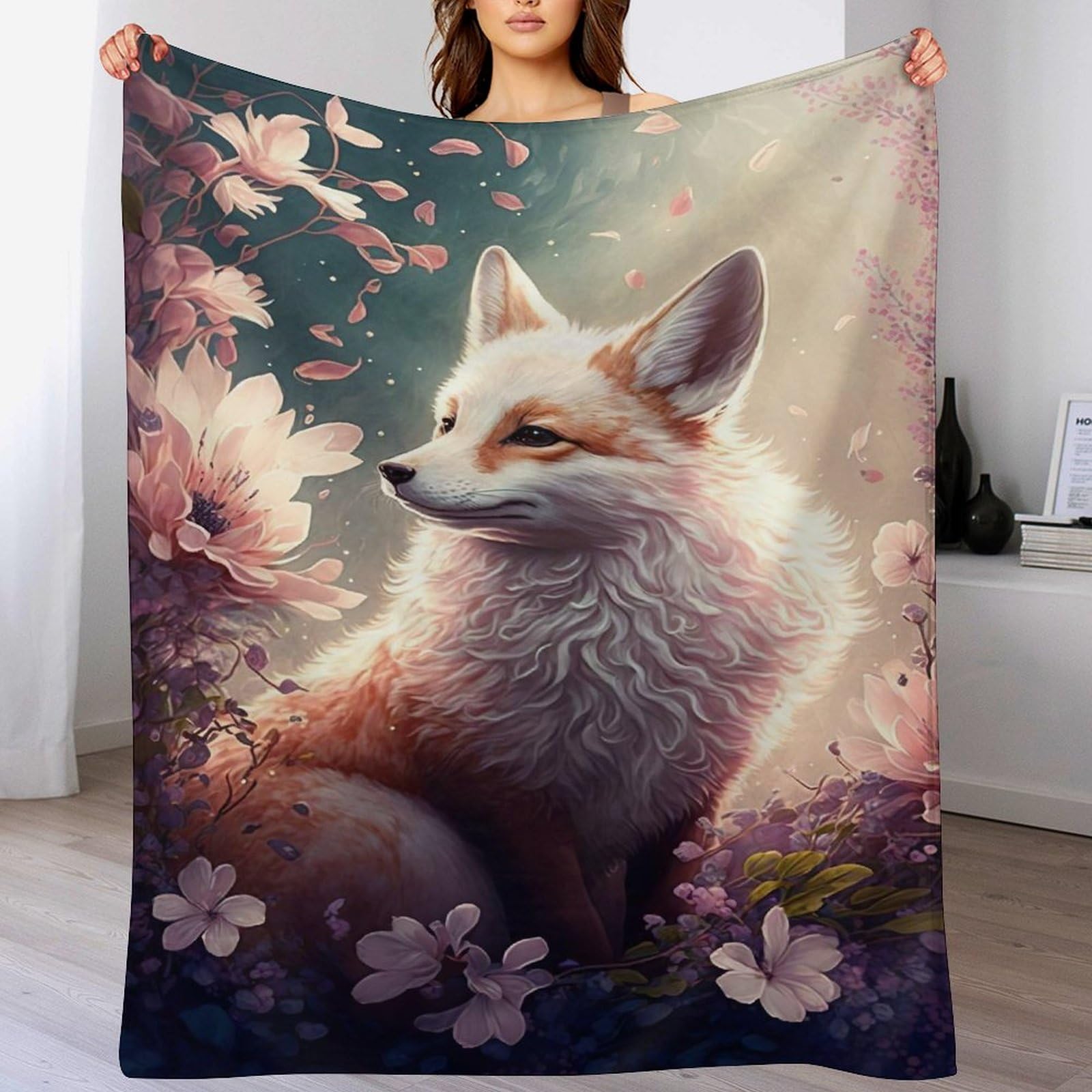 Manta de zorro de franela para cama y sofá en tamaño de 130 x 150 cm