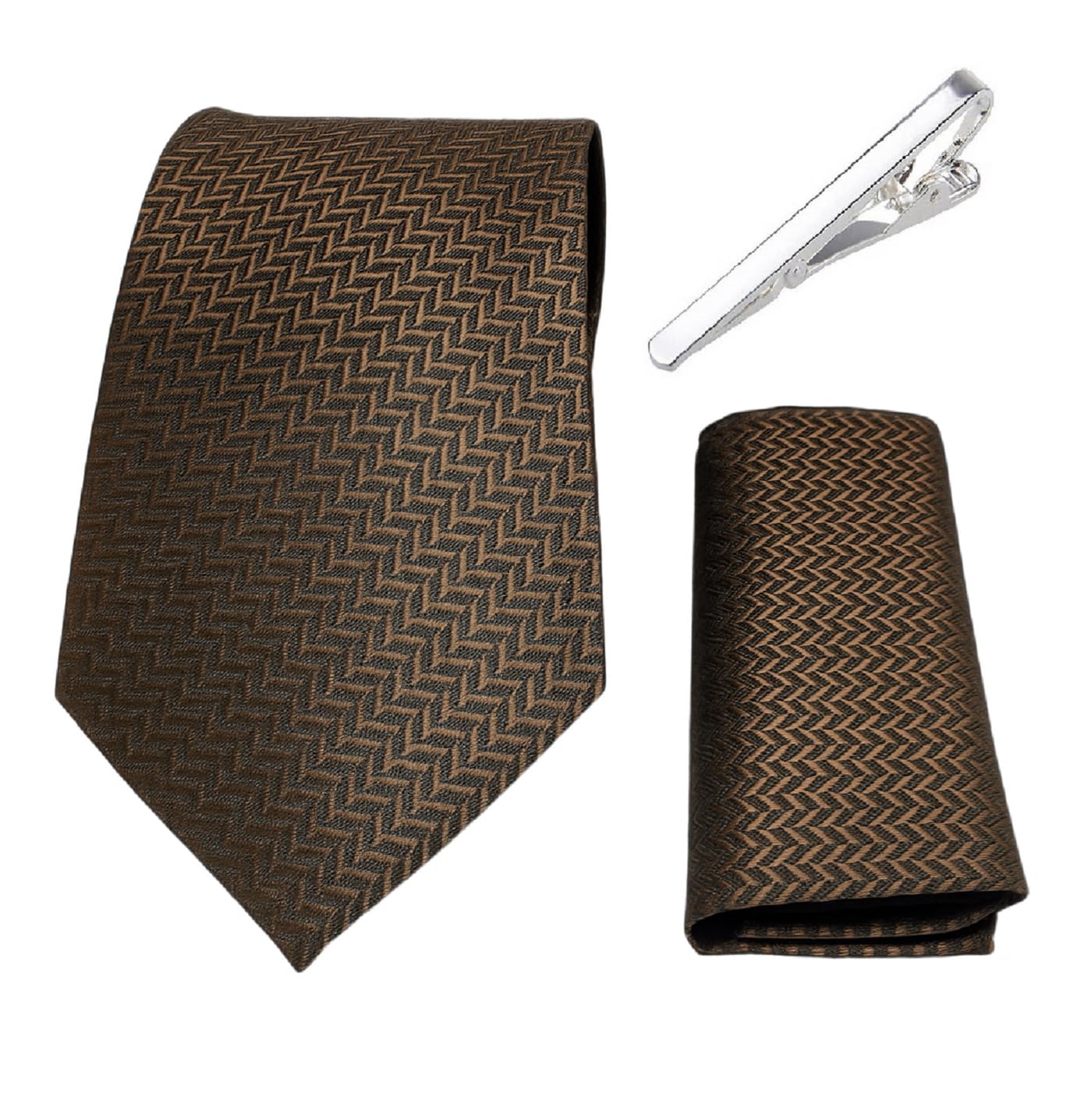 FashMade Italian Microfibre Tie & Pocket Square Combo with Silver Brass TiePin | 2.75 Inch Broad Tie | 10x10 inch Pocket Square TP-32-image-47