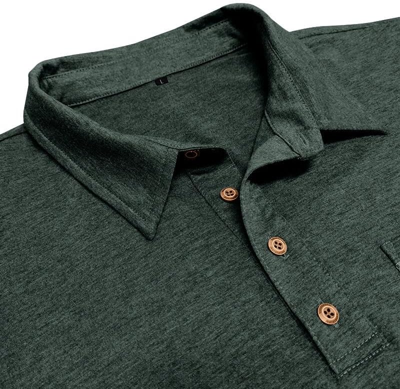 Men's Polo Shirts Short Sleeve Casual Classic Button Tees Basic Golf Shirt Basic Top with Pocket - Image 5