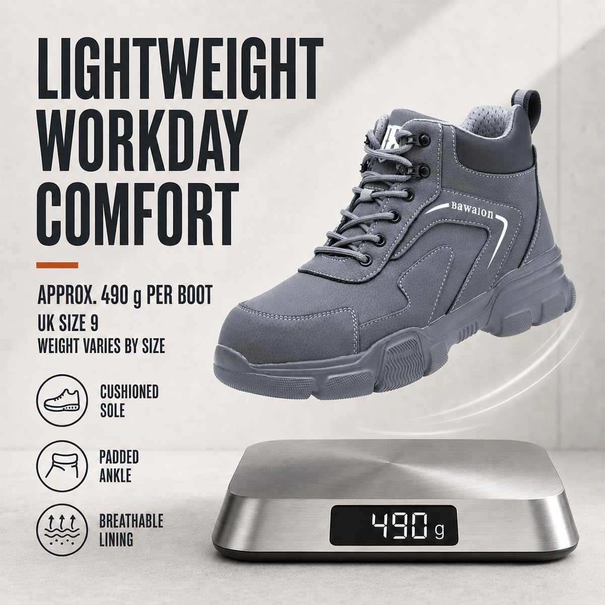 Nasogetch Buty ochronne męskie buty robocze damskie stalowe noski buty lekkie buty ochronne wygodne, Greyawy niebieski, 36.5 EU