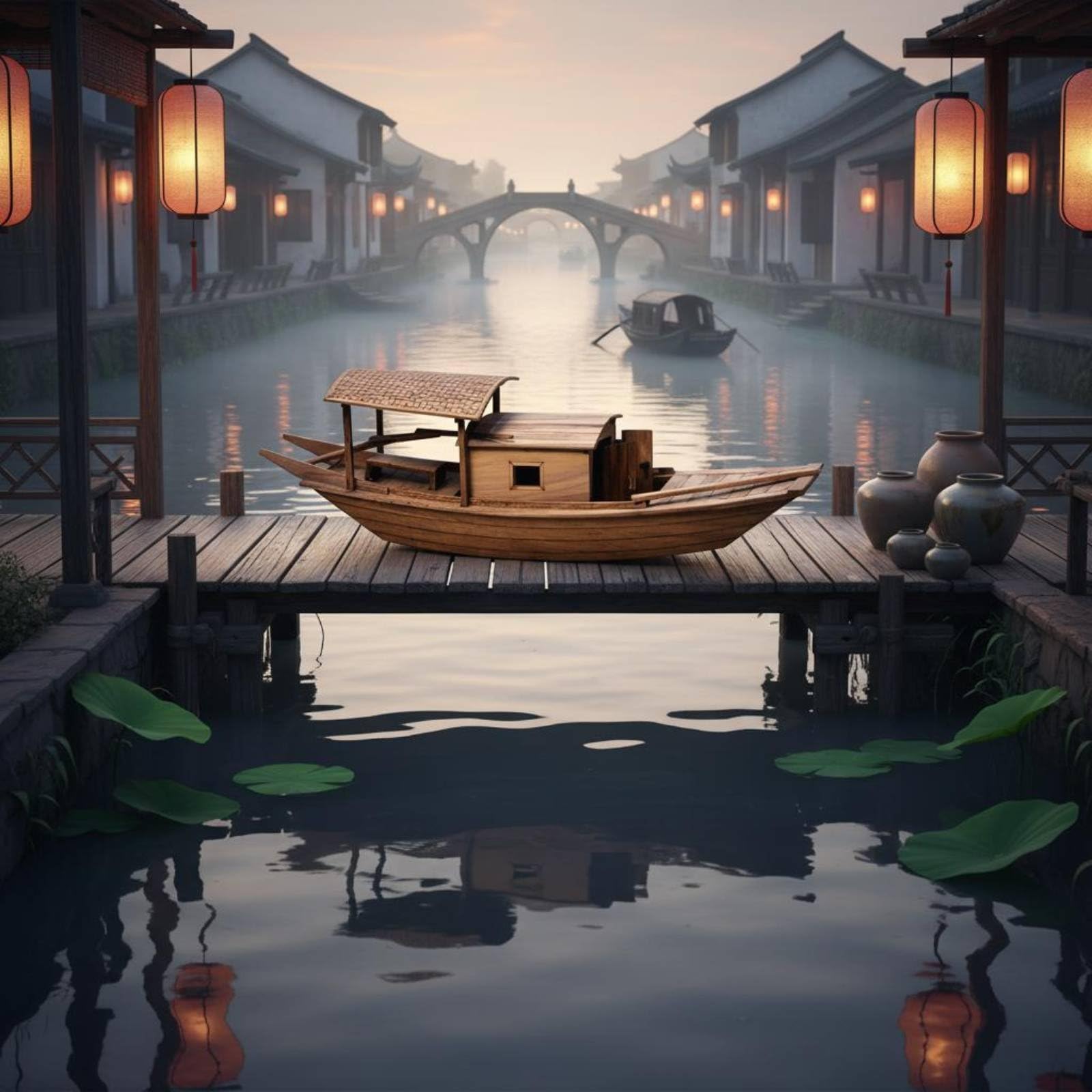 Modello di Nave in Legno Stile Jiangnan Kit di Montaggio in Legno Dettagliato Modellismo per Scrivania, Mensola, B Wupeng Boat
