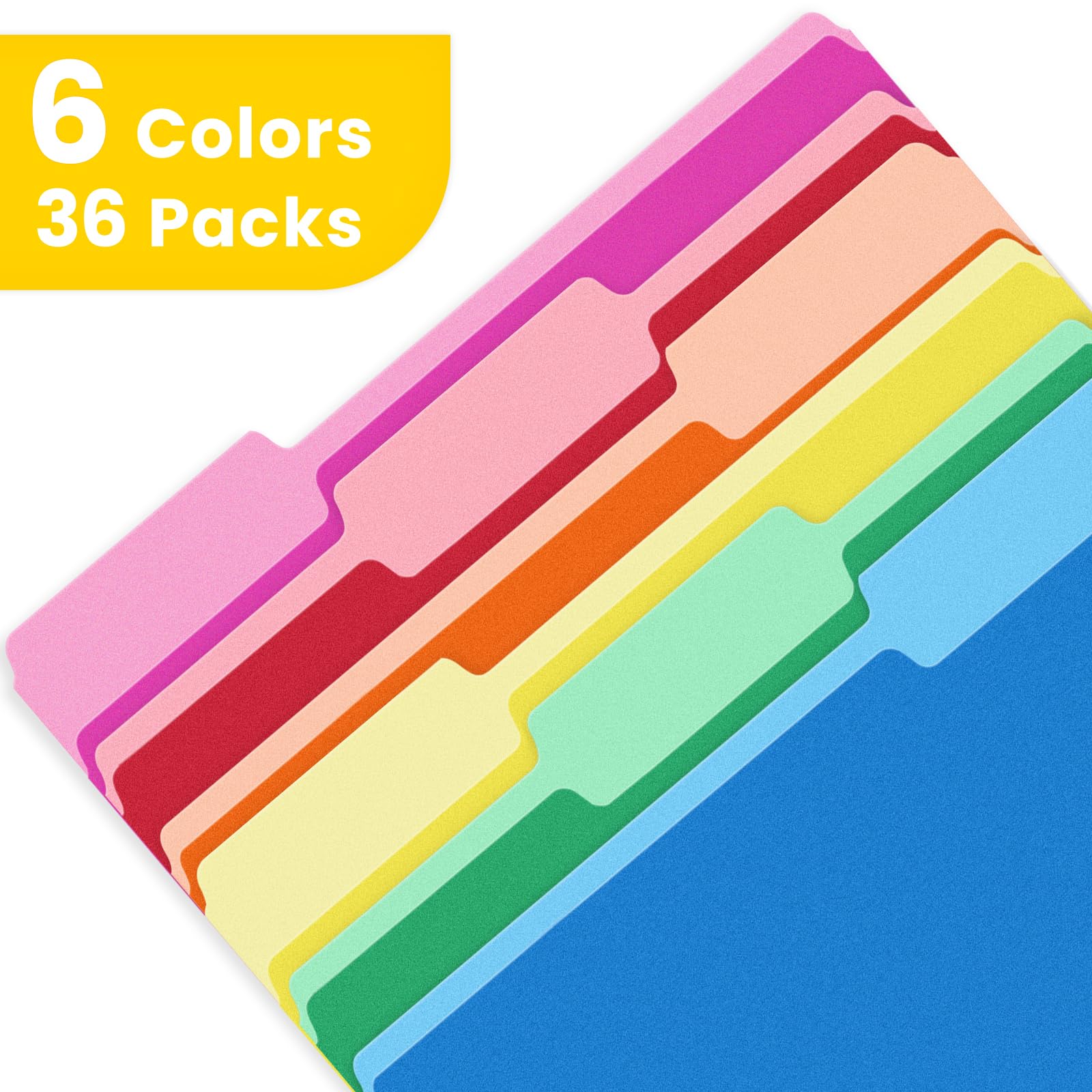 SUNEE File Folders, 30 Pack Manilla Folders 8.5 x 11, Colored File Folders Home Office School Supplies for Documents Files Paper, 6 Bright Colors: 6 Assorted Colors