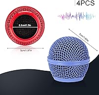 Vista 2 de Facmogu 4 cabezales de micrófono de malla Beta58A, reemplazo de cabezal de micrófono, cabezal de bola de rejilla de micrófono con espuma