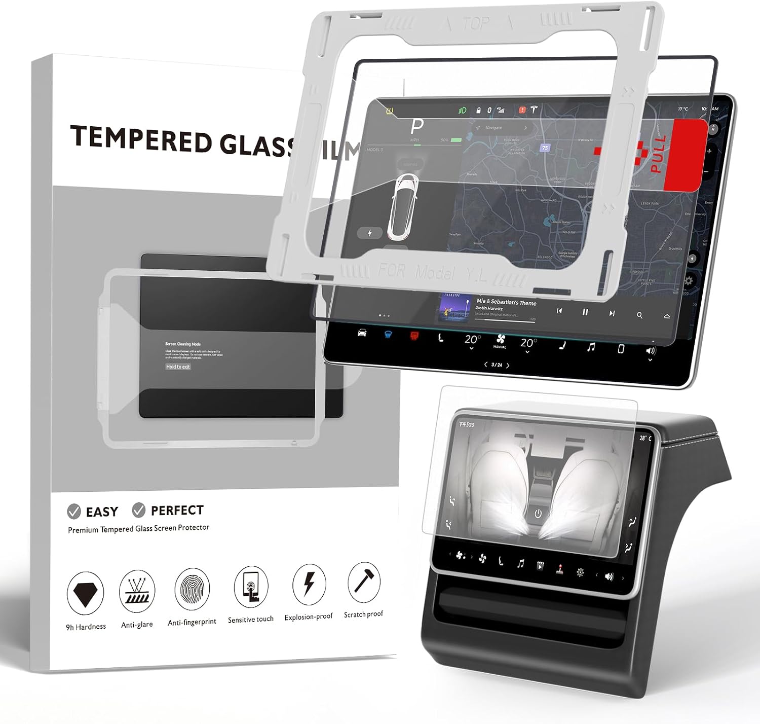 for Tesla Model Y 2026 Screen Protector, 16-Inch Matte Anti-Glare Tempered Glass, 9H Anti-Fingerprint, with Alignment Frame for Perfect Installation (Compatible with Model Y Juniper 2026 Premium & Performance)