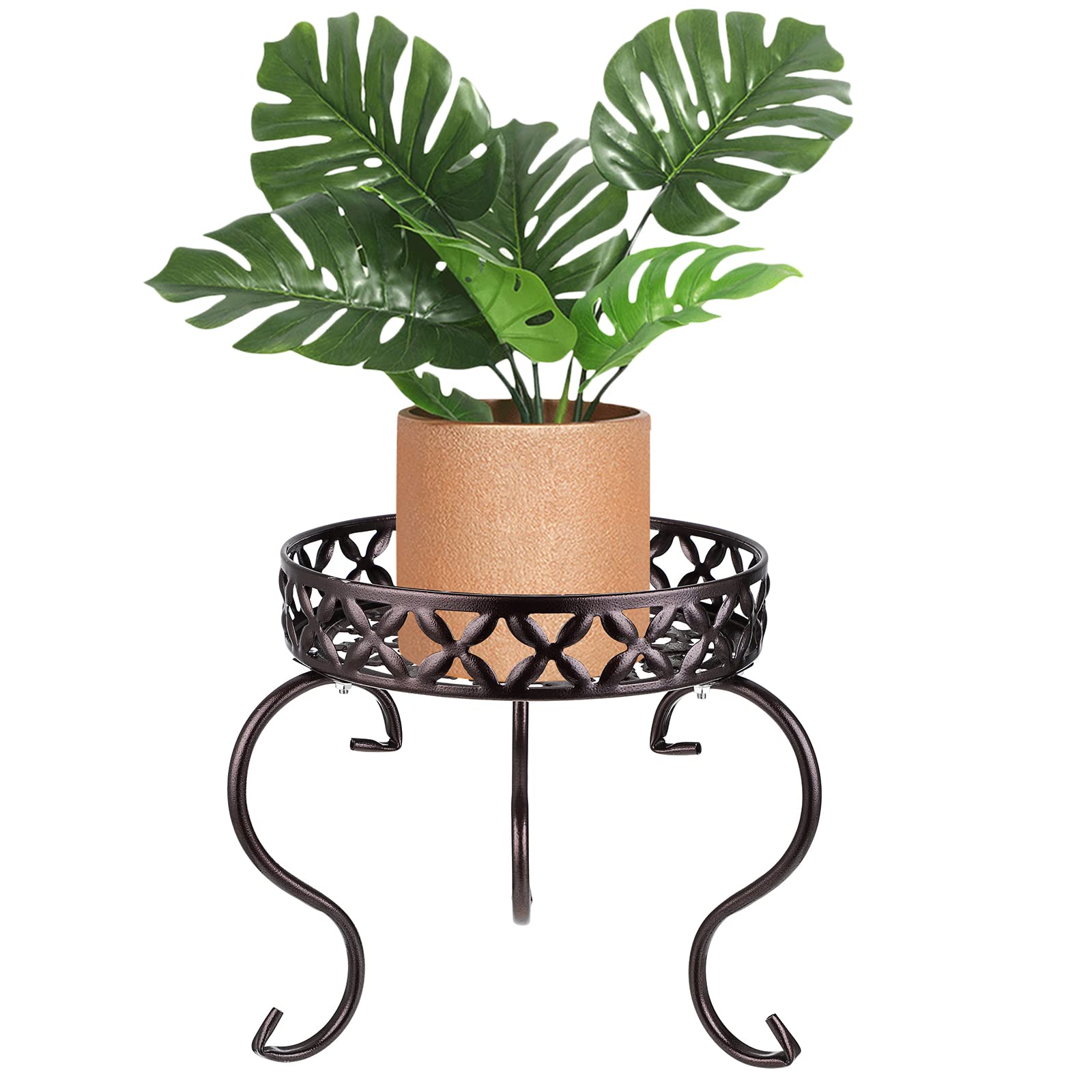TOLIDA Soporte para Plantas de Metal Estanteria Metalica para Macetas Marrón Estante Plantas Redondo Pie para Macetas Alto para Floristería Hogar Jardín Terraza Macetas Plantas
