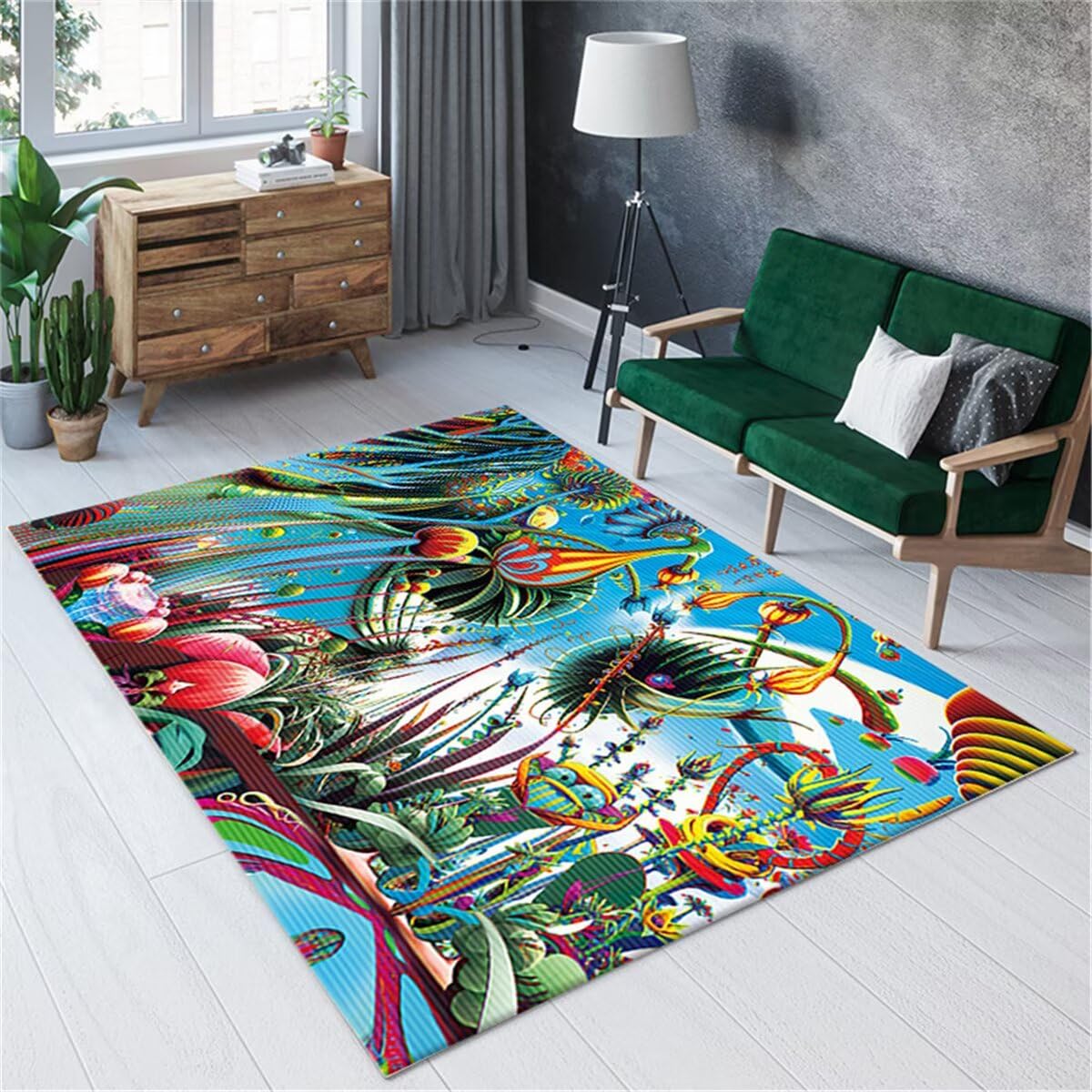 Tapis chambre gamer carreaux de ciment décoratif 40x60cm facile d'entretien