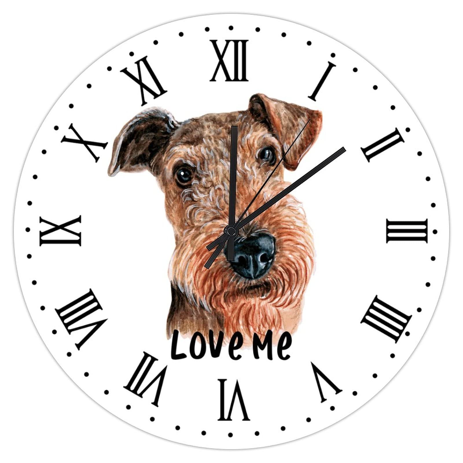 Horloge murale en bois Welsh Terrier silencieuse pour stopper les bruits nocturnes