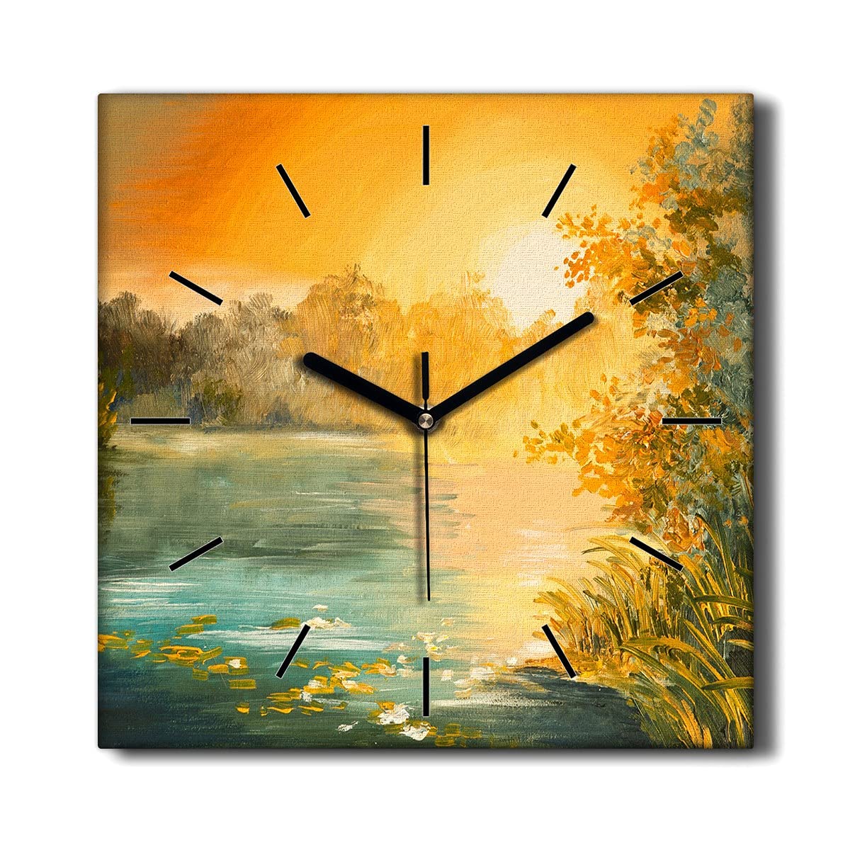 Horloge Murale sans tic-tac 30x30cm | Toile Décoration Murale Forest Lake