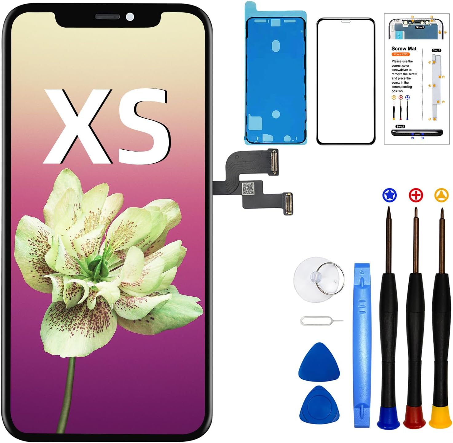 DTD Display for iPhone XS Replacement Screen Black, 5.8" LCD Display Glass Touch Digitizer Assembly with Repair Tool Kit A1920, A2097, A2098, A2099, A2100