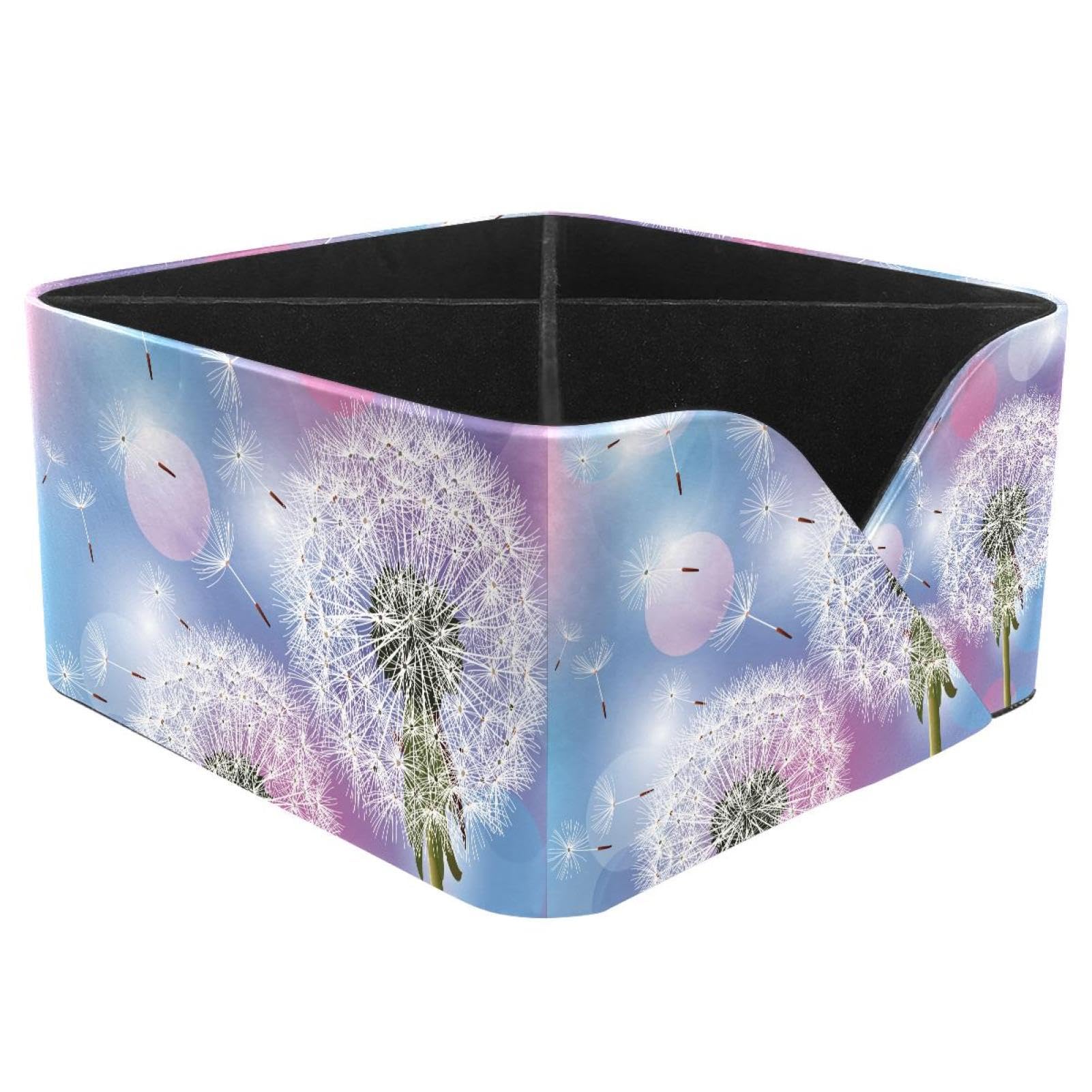 KengjuTesu Romantic Dandelion Desktop Organizer Pen Holder, Rectangular Pencil Cup for Office, Study and Makeup Stations