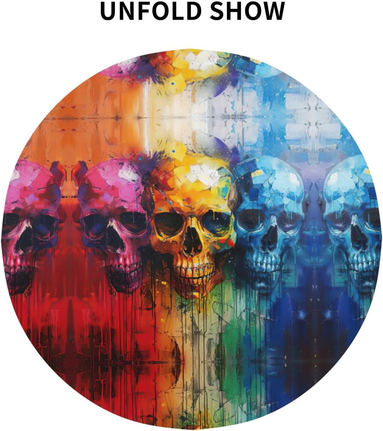 Color Skulls Print Wrinkle Free Dining Table Cover for Birthday Party Farmhouse Tablecloths Up to 60 x 60 Inches