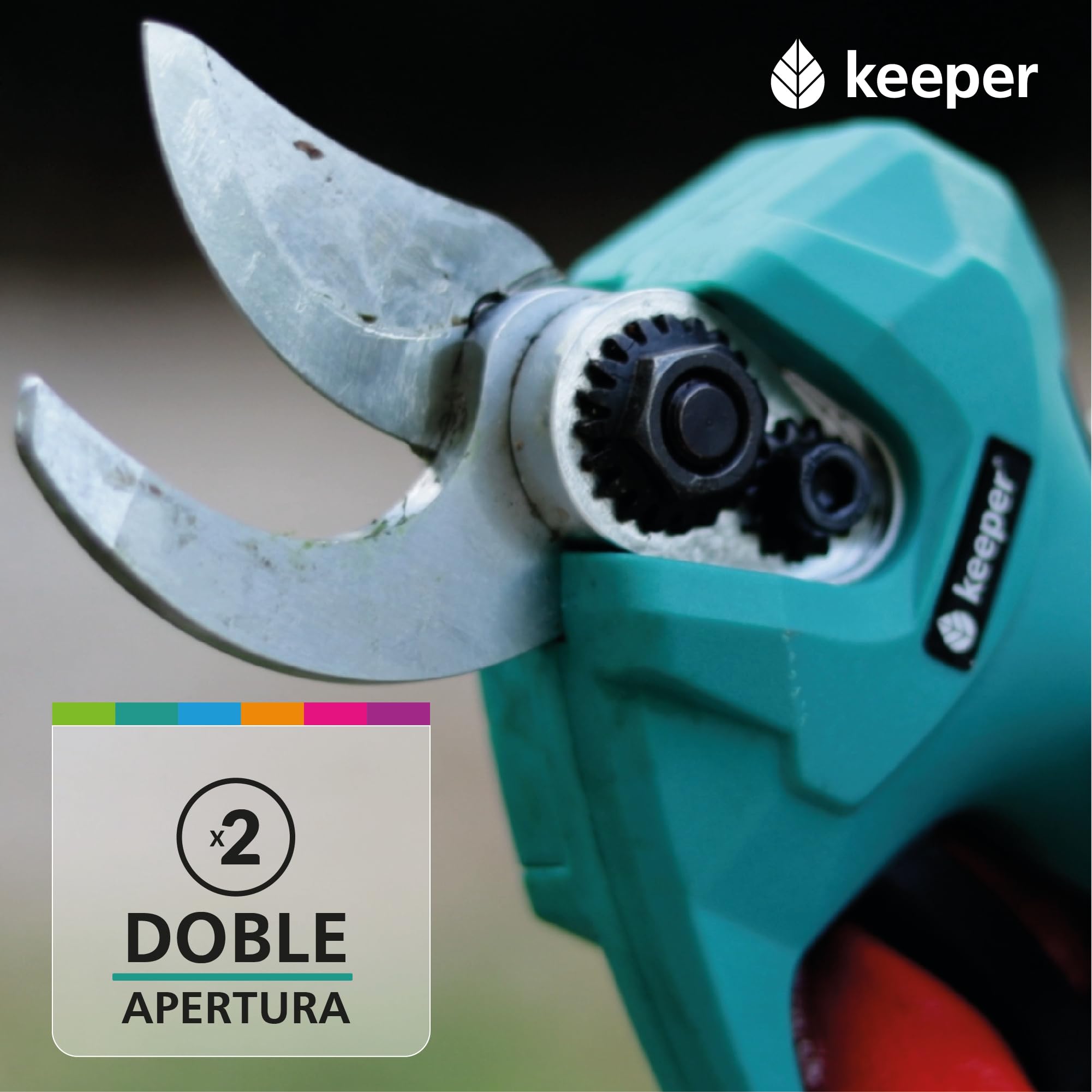 KEEPER KP25.Tijera de podar Eléctrica para jardinería inalambrica. Corte Ø 22 mm. Motor 7,2 V. 2,5 Ah.Autonomia de 3h. Batería extraible incluida. Carga USB.Poda Eléctrica. Jardineria Profesional