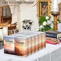 Vista 5 de Chuangdi 50 bolsas de bienvenida para iglesia a granel de 5.91 x 3.15 x 8.27 pulgadas, bolsas de papel con cruz cristiana, regalo religioso