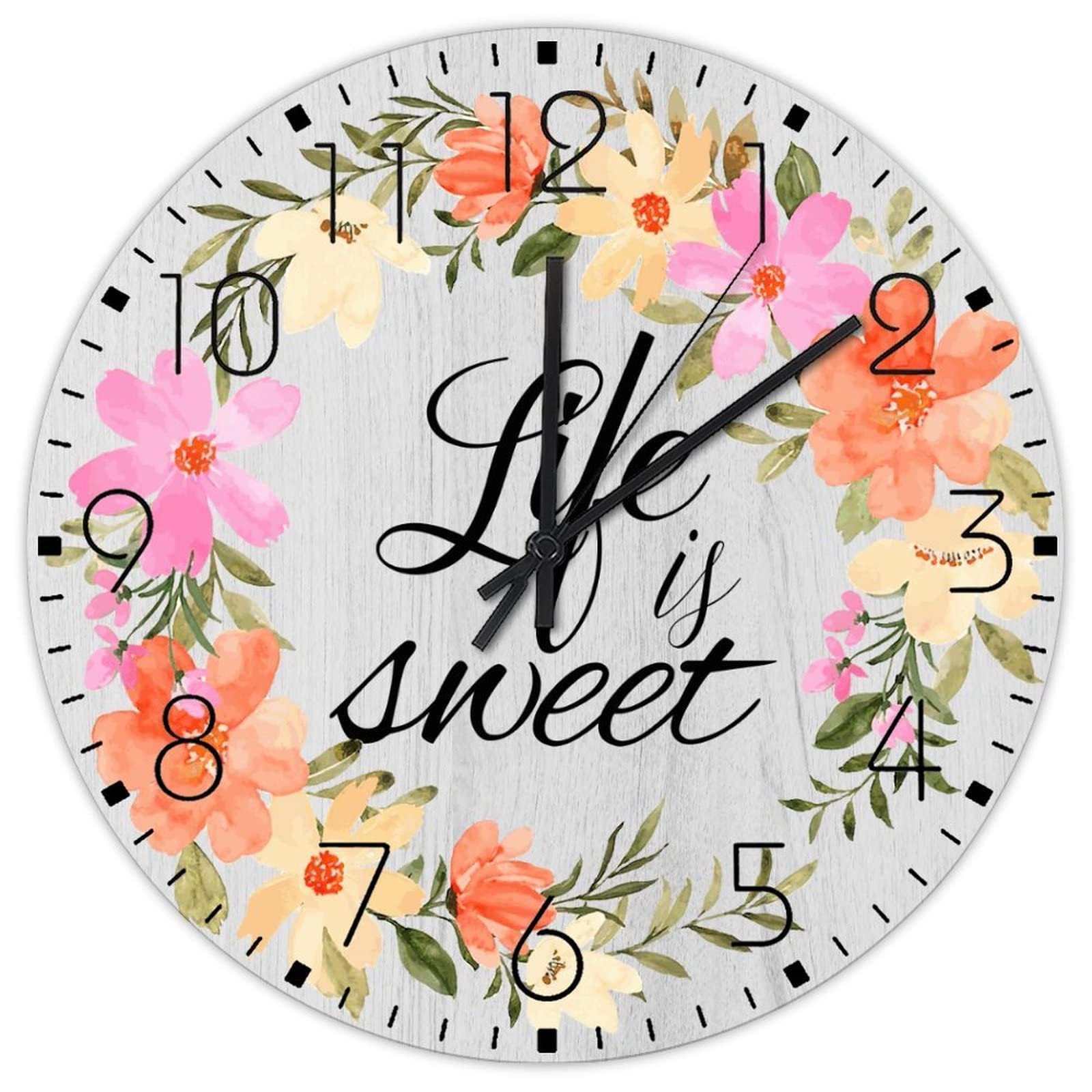 Horloge en bois minimaliste Life Is Sweet pour cuisine