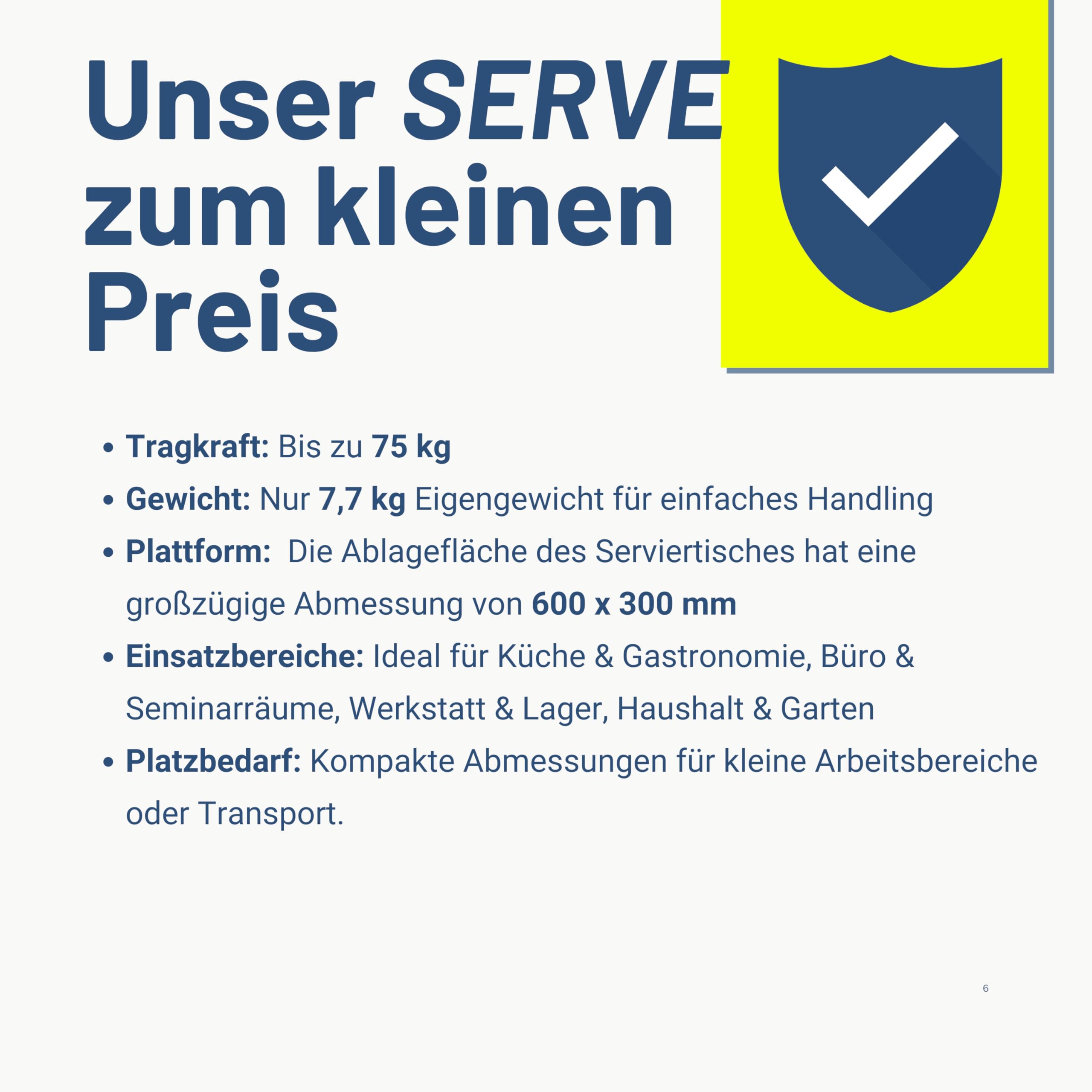 Pallit Serve Servierwagen mit Rollen 75 kg Tragkraft 3 Ebenen, klappbarer Küchenwagen, Rollwagen aus Metall 600 x 380 mm für Küche, Büro, Werkstatt