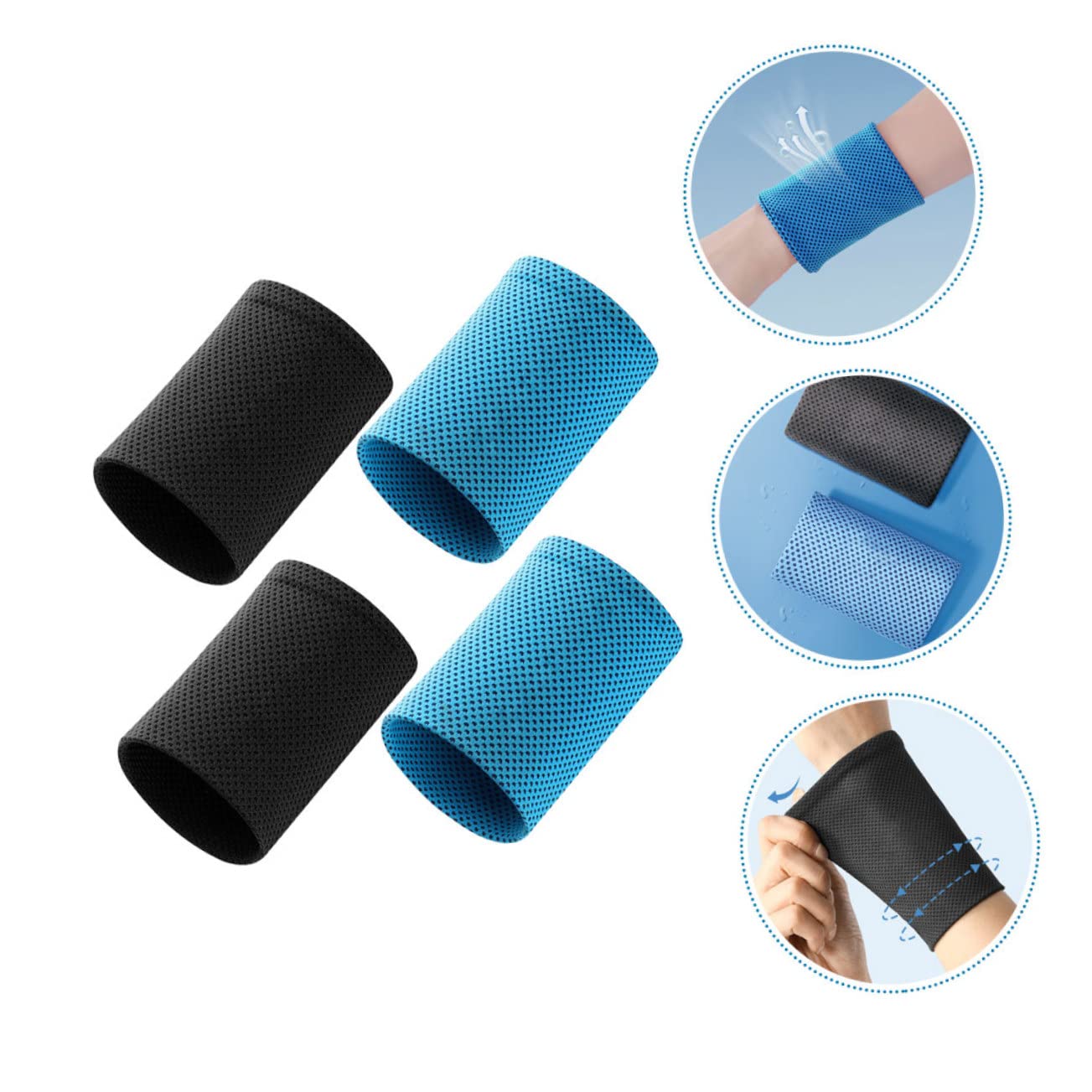 FRCOLOR Summer Cooling Wristband 2 Pairs Ice Sleeves Sport Wrist Pockets Wrist Protective Sleeves for Men Women