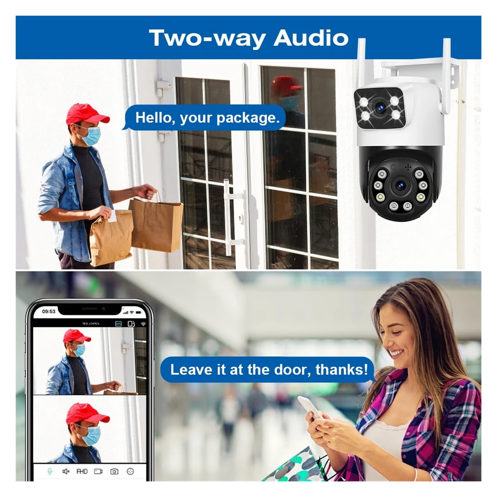 Telecamera esterna WiFi PTZ a doppio obiettivo 4K da 8 MP