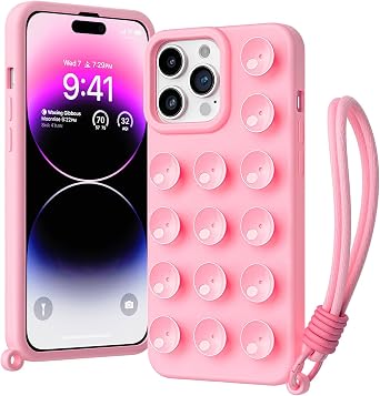Klearlook for iPhone- 3-in-1 Suction Cup Phone Case, Built-in Strong Grip Suction Phone Mount, Hands-Free Videos & Selfies for TikTok Influencers Pink, iPhone 16 Pro