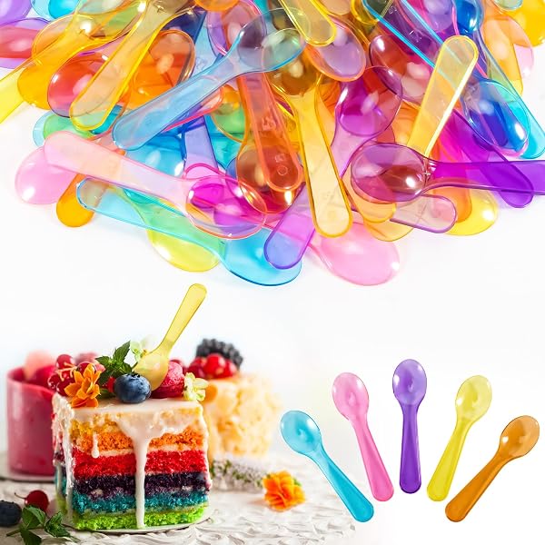 Mini Spoons Dessert Spoons Disposable Spoons Plastic Disposable Cutlery Small Plastic Spoons For Ice Cream Cake Jelly Pi