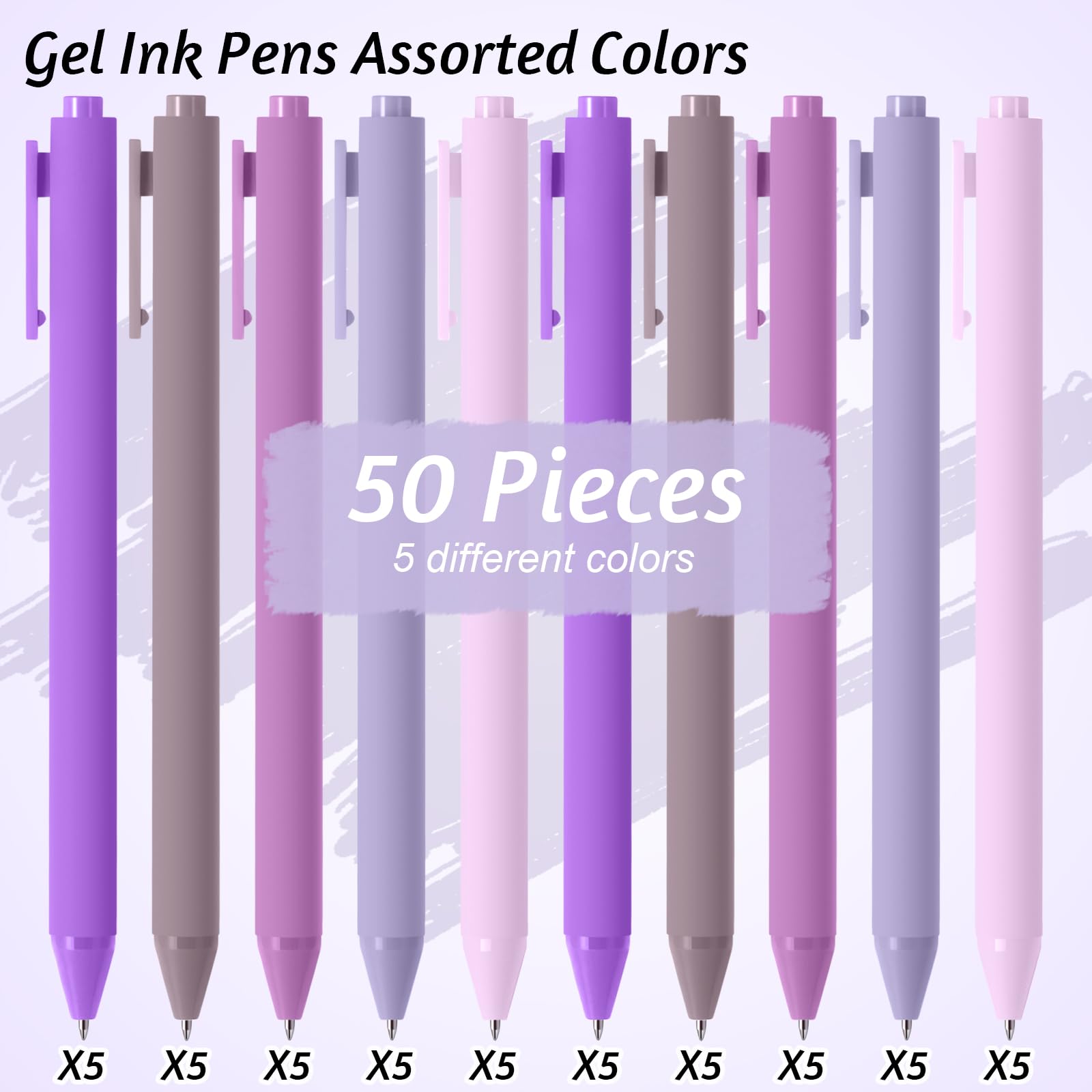 Crtiin 50 bolígrafos de tinta de gel de tinta negra a granel, escritura suave, bonitos bolígrafos coloridos para el regreso a clases, primer día de escuela, profesores, estudiantes, servidores