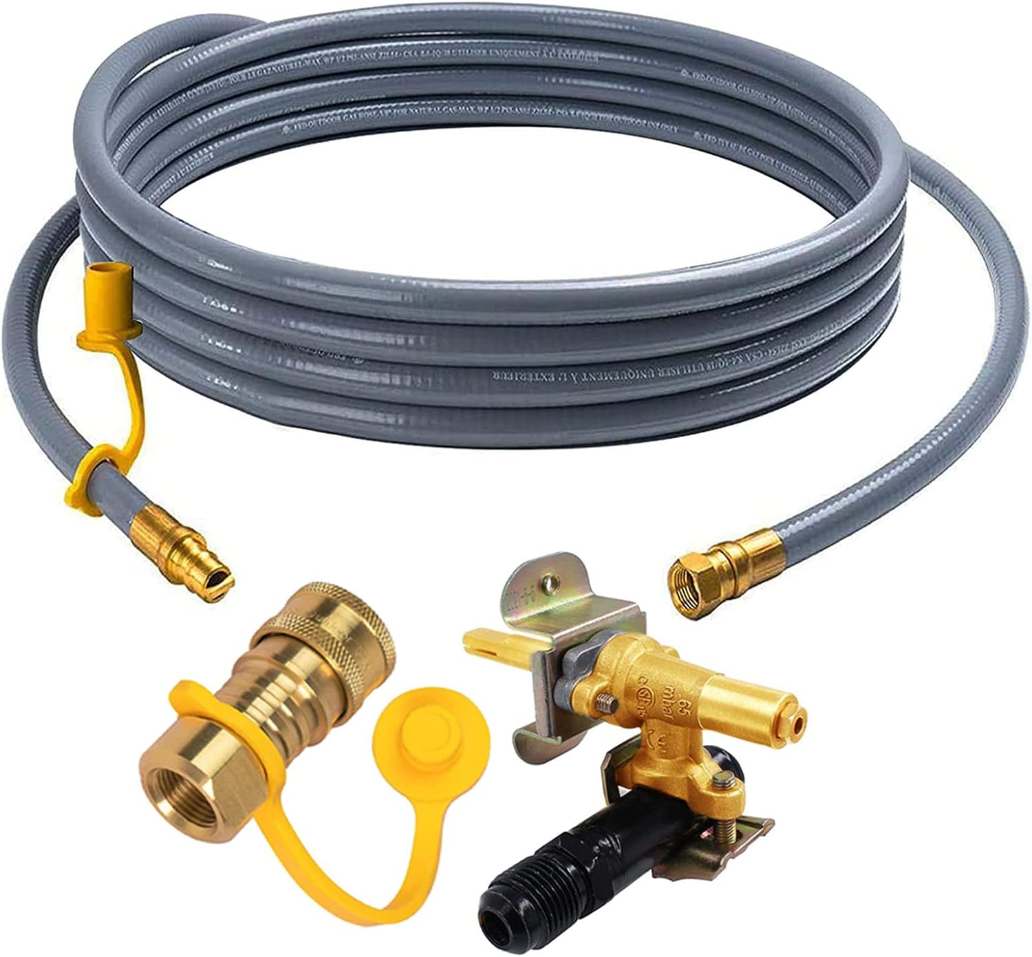 MENSI 10FT Natural Hose Gas Conversion Kits Replacement for Outland Living Portable Propane Fire Pits 3/8" Quick Connect Disconnect Coupling and Valve - 780/864 NGCK Manual Ignition Firebowls