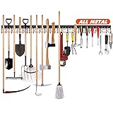 TVKB 68'' All Metal Garden Tool Organizer Adjustable Garage Tool Organizer Wall Mount Garage Organizers and Storage with Heavy Duty Hooks Tool Hangers for Garage Wall, Shed, Garden Iron 68inch(17'x4pack)