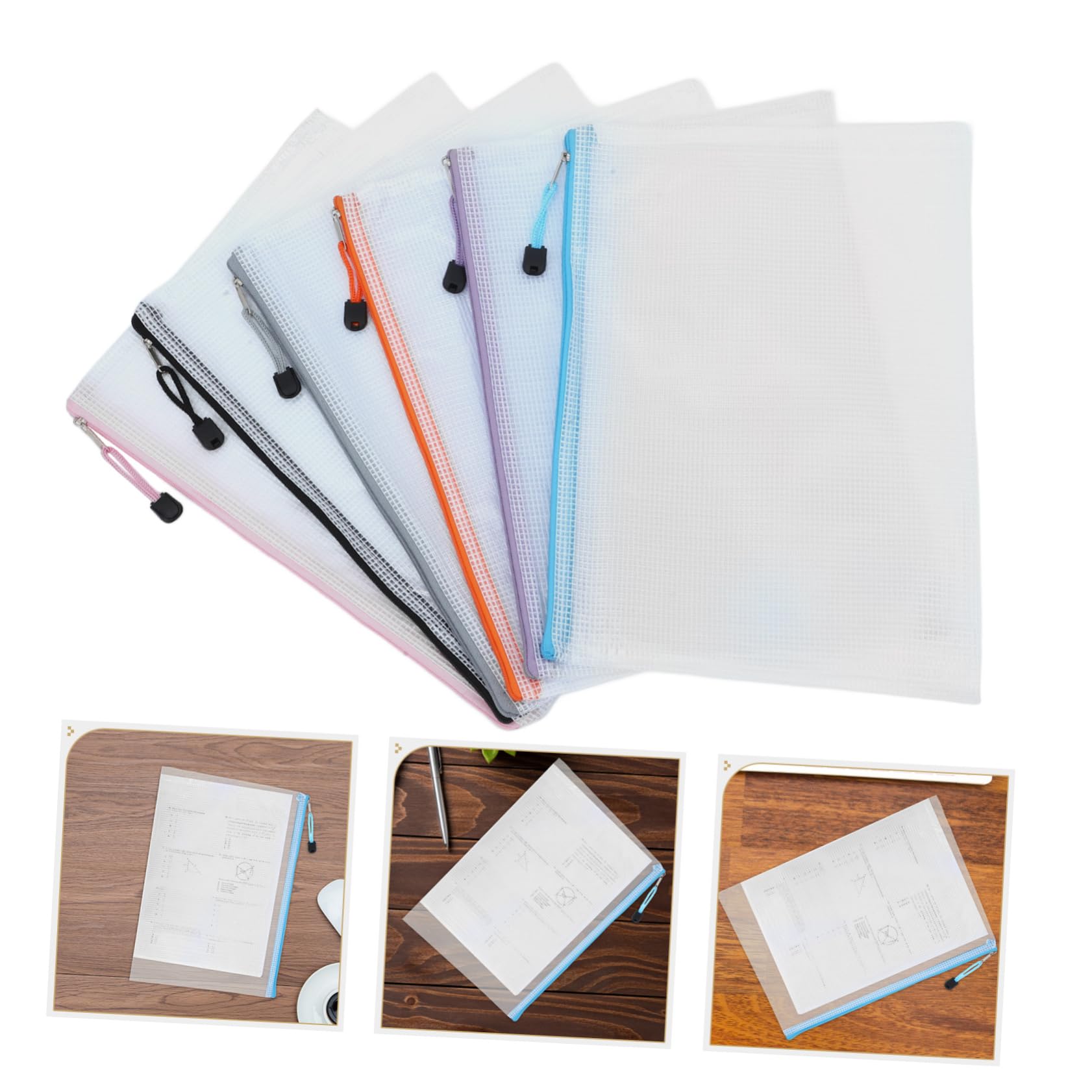 HOMSFOU 24pezzi Buste Organizzazione in Pvc Trasparenti con Cerniera per Scuola e Ufficio Sacchetti per Documenti e Materiali Versatili e Sicuri