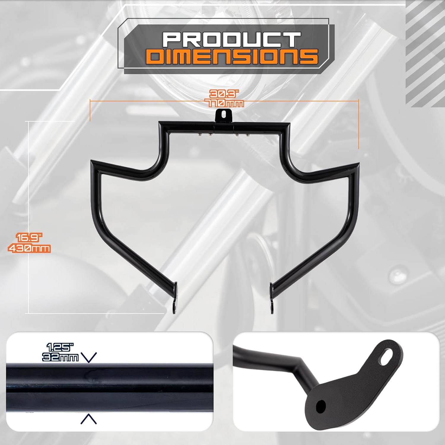 Engine Guard Crash Bar Highway Bar for Harley Davidson Softail FL Deluxe Fat Boy Slim Heritage Springer Classic Cross Bones 2000-2017 (Softail2000-2017,Gloss Black)