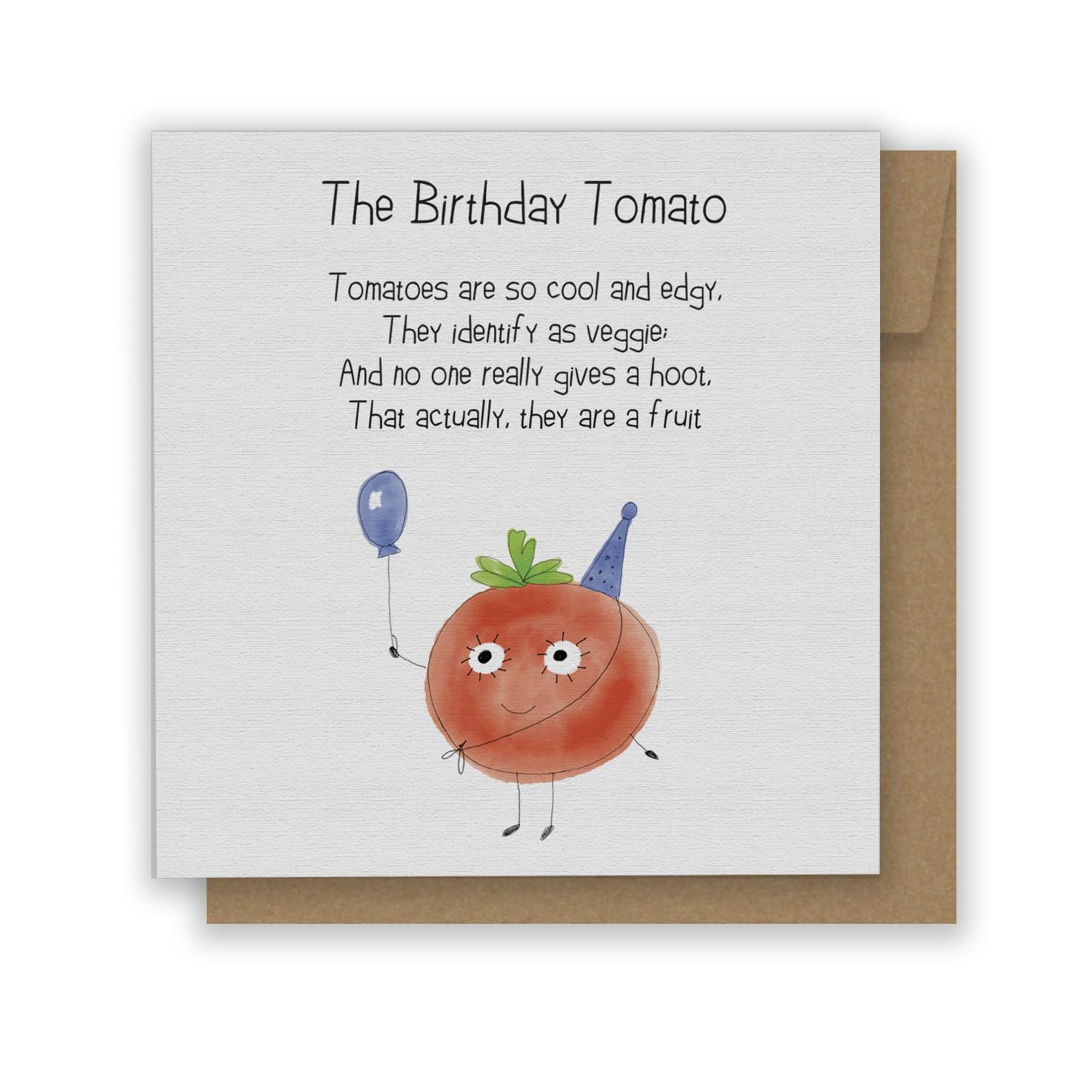 Jolly Good Birthday Card - Tomato, with funny rhyme, printed on 100% recycled card