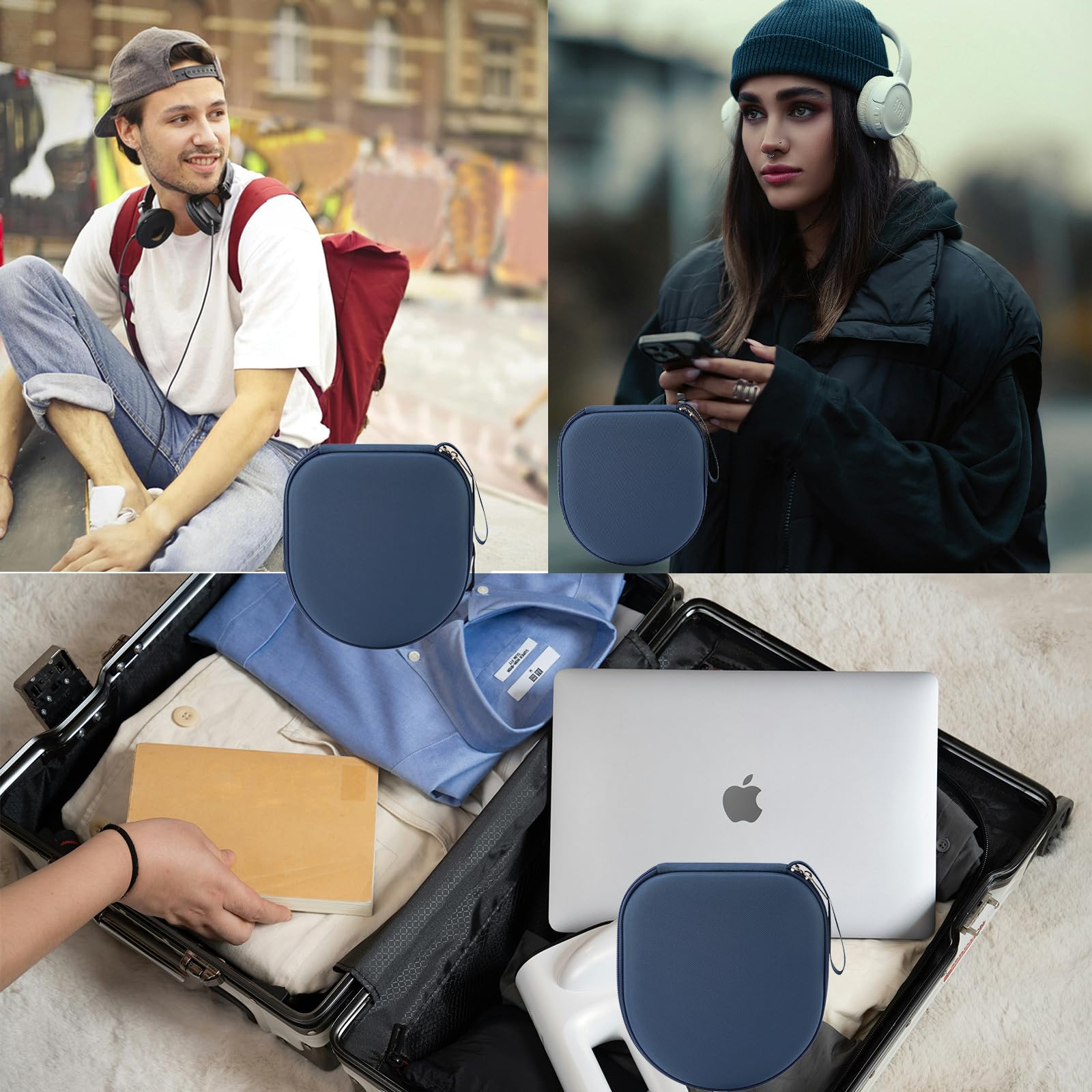 Étui compatible avec JBL Tune 510BT 520BT 500 720 BT 770 NC 760 NC, Sony WH-CH520 WH-CH720N, écouteurs sans fil à réduction de bruit, étui portable pour écouteurs de voyage (bleu)