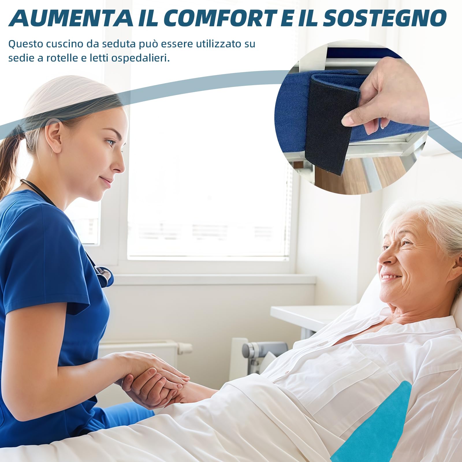 Cuscino di supporto laterale regolabile per sedia a rotelle, chiusura antiribaltamento universale, rivestimento antidecubito, supporto di posizionamento laterale e aiuto di sicurezza per sedie