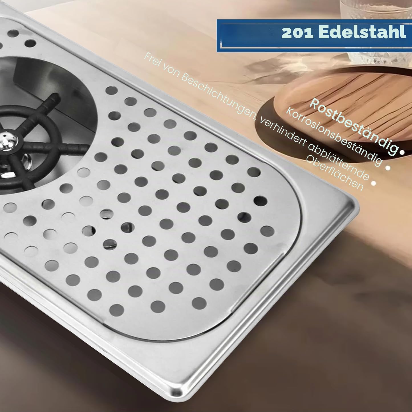 Automatische Glasspüler, 11,4cm Durchmesser G1/2in 201 Edelstahl Vollautomatisch Gläserspüler, Gläserspüler Cup Washer für Küchenspülen, für Zuhause, Restaurant, Bar, Einweihungsgeschenk
