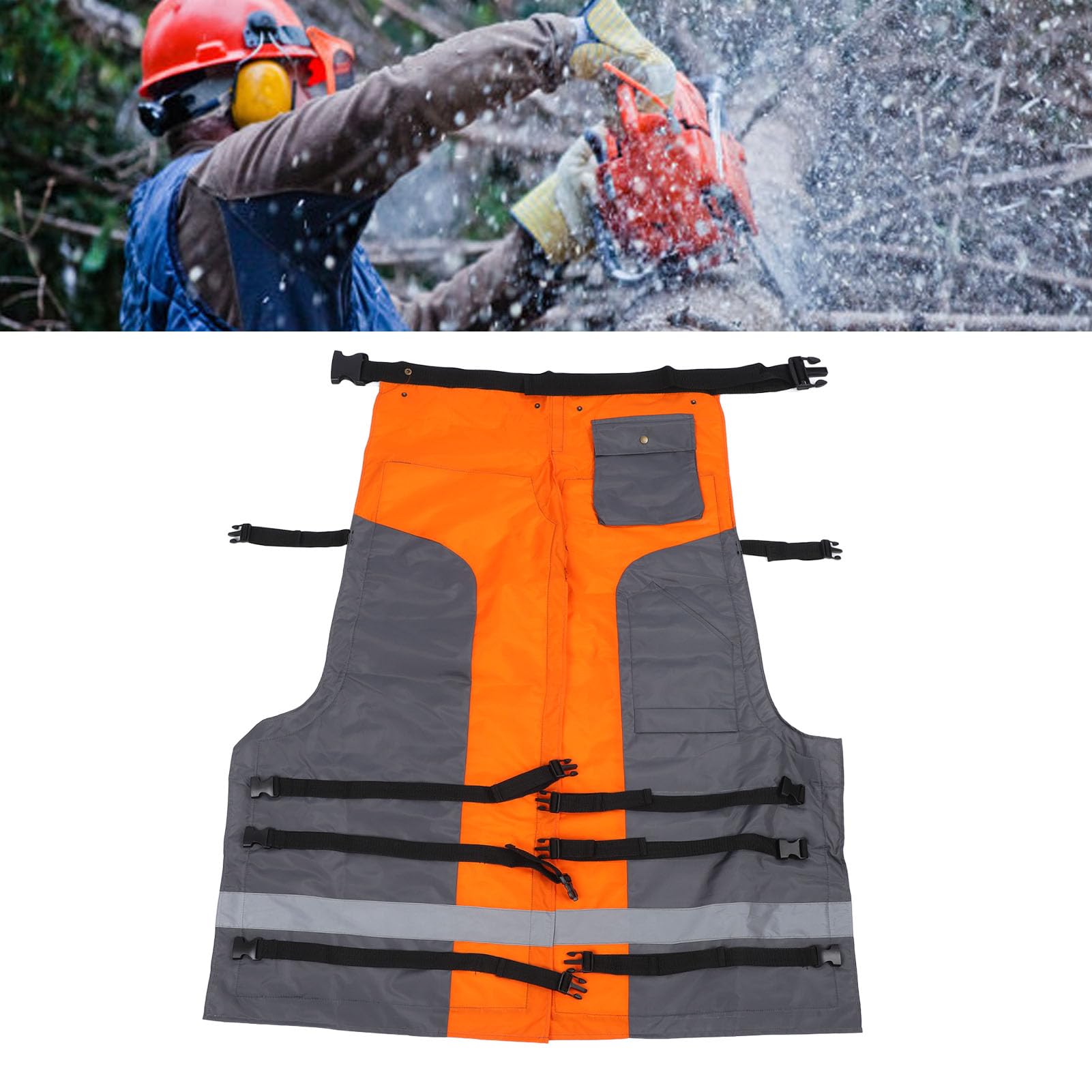 Luocute Delantal para Motosierra para Hombres y Mujeres, Leñadores, Trabajadores Forestales, Pantalones Protectores para Sierra de Cadena, Ajustables, Elásticos, Pantalones de Seguridad