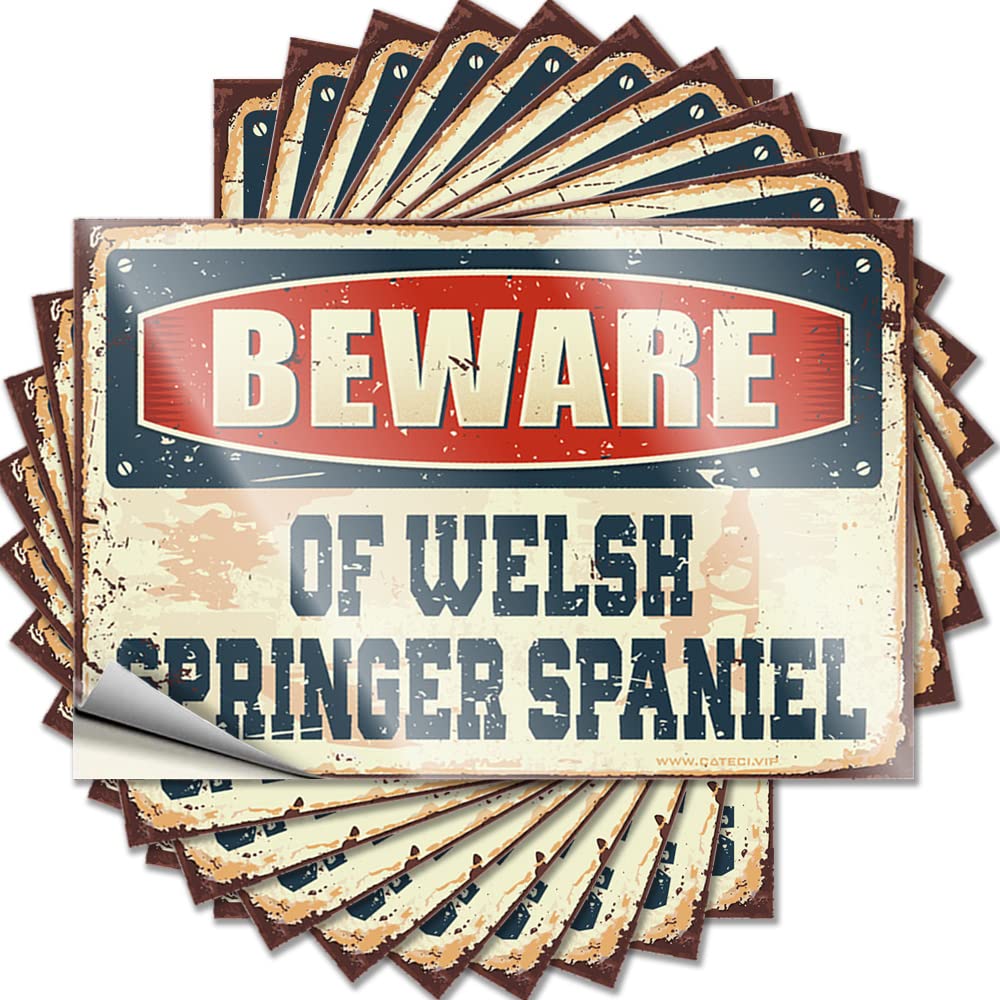 Decals for Cars Beware of Welsh Springer Spaniel Funny Sticker 10 Pcs Hardhat Stickers and Decals Man Cave Funny Signs(8X12CM)