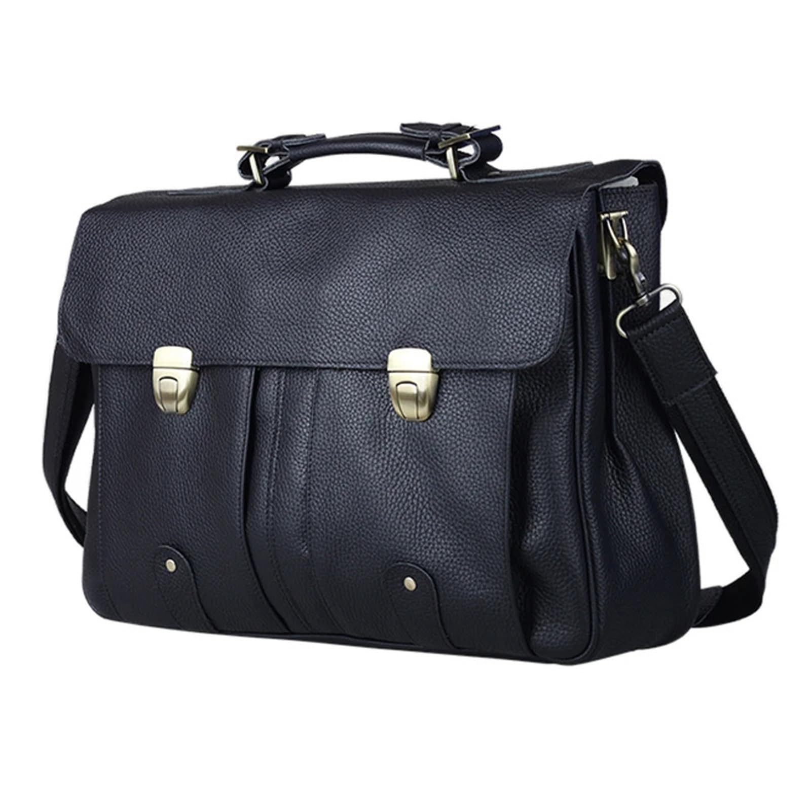 Bolso Mensajero Hombre Maletín de cuero genuino for hombre, bolso de negocios, portafolios, maletín de cuero for portátil de 15,6", bolso de mano grande for oficina